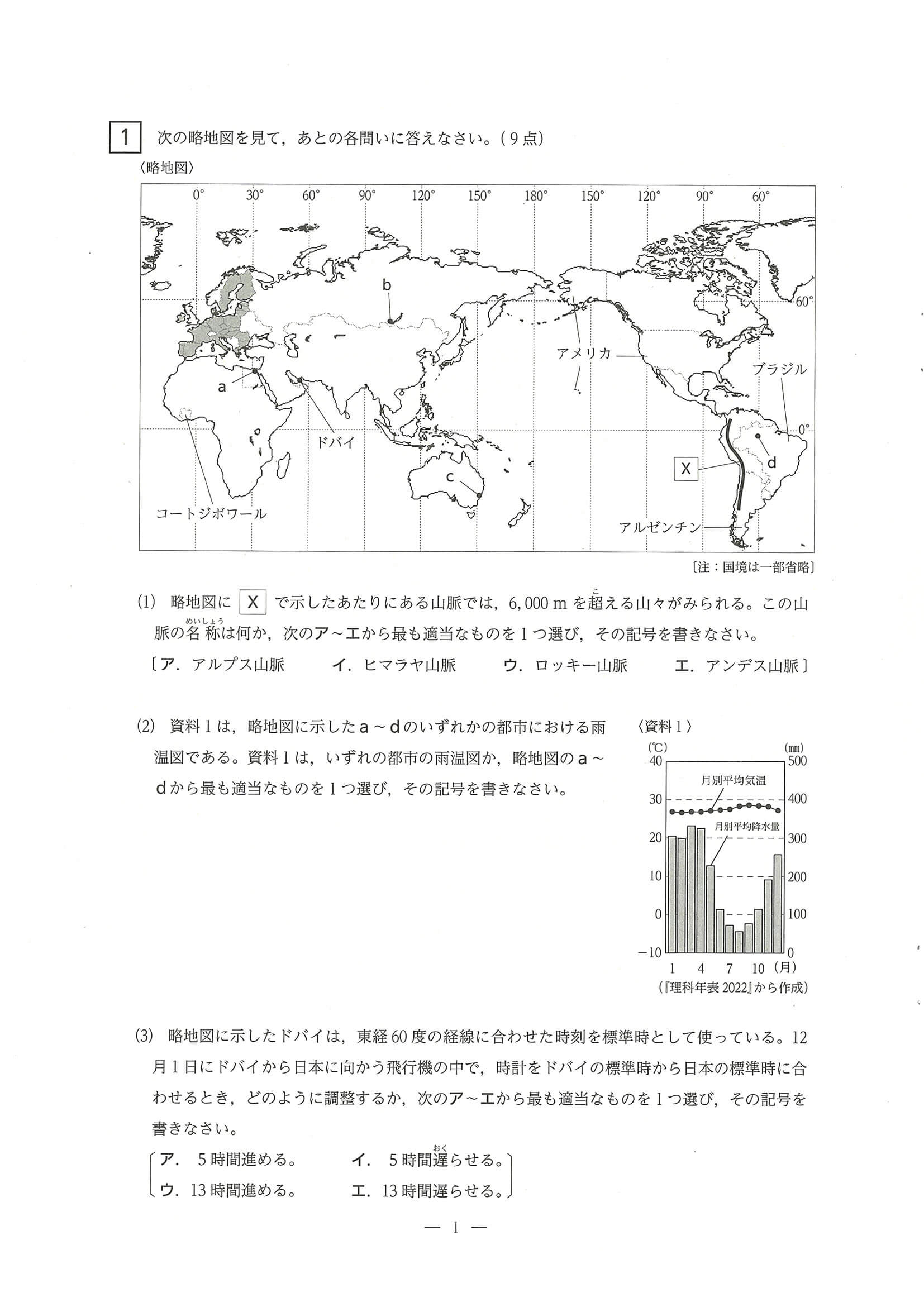 2024年度 三重県公立高校入試（標準問題 社会・問題）1/14