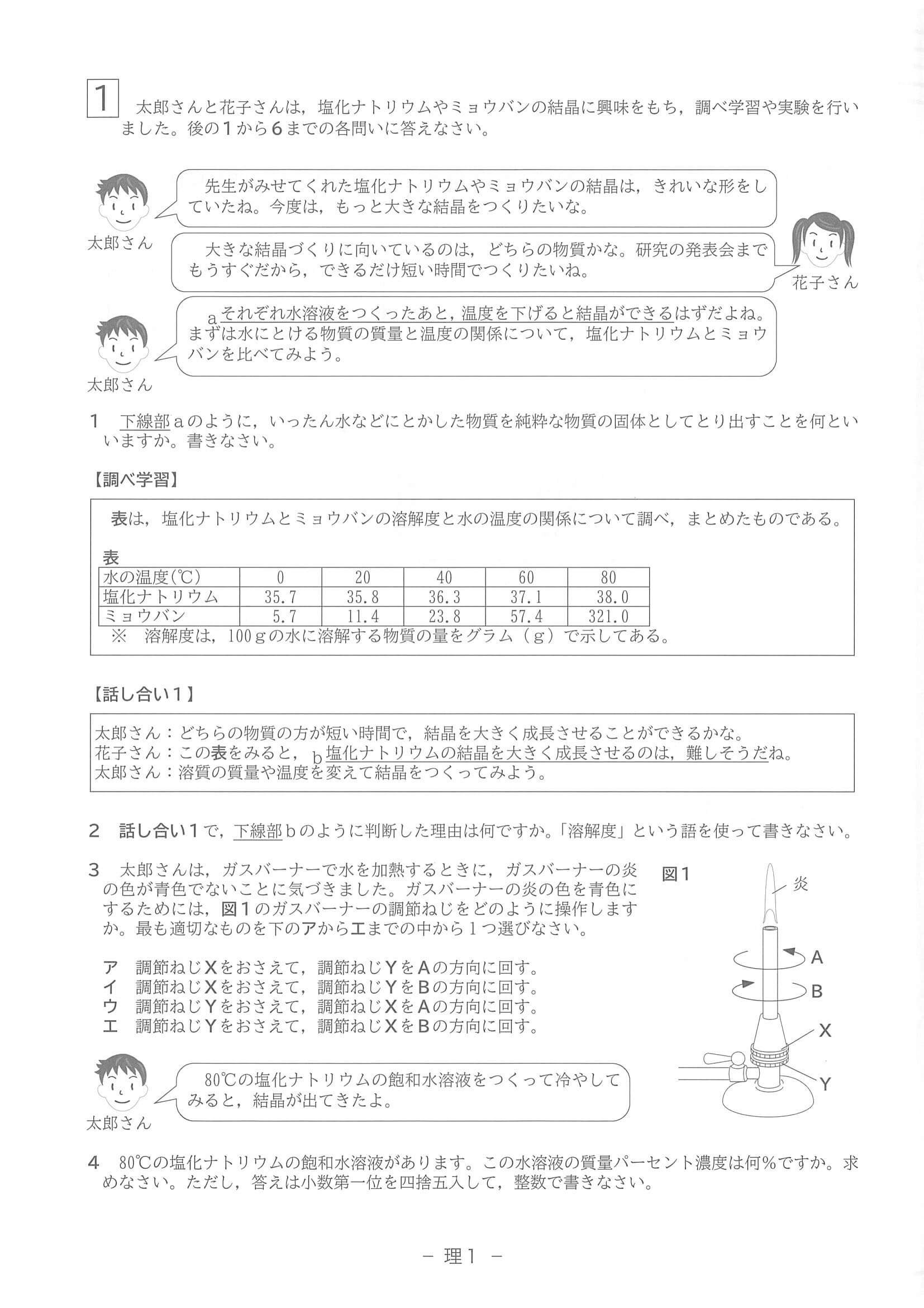 2021年度 滋賀県公立高校入試（標準問題 理科・問題）1/7