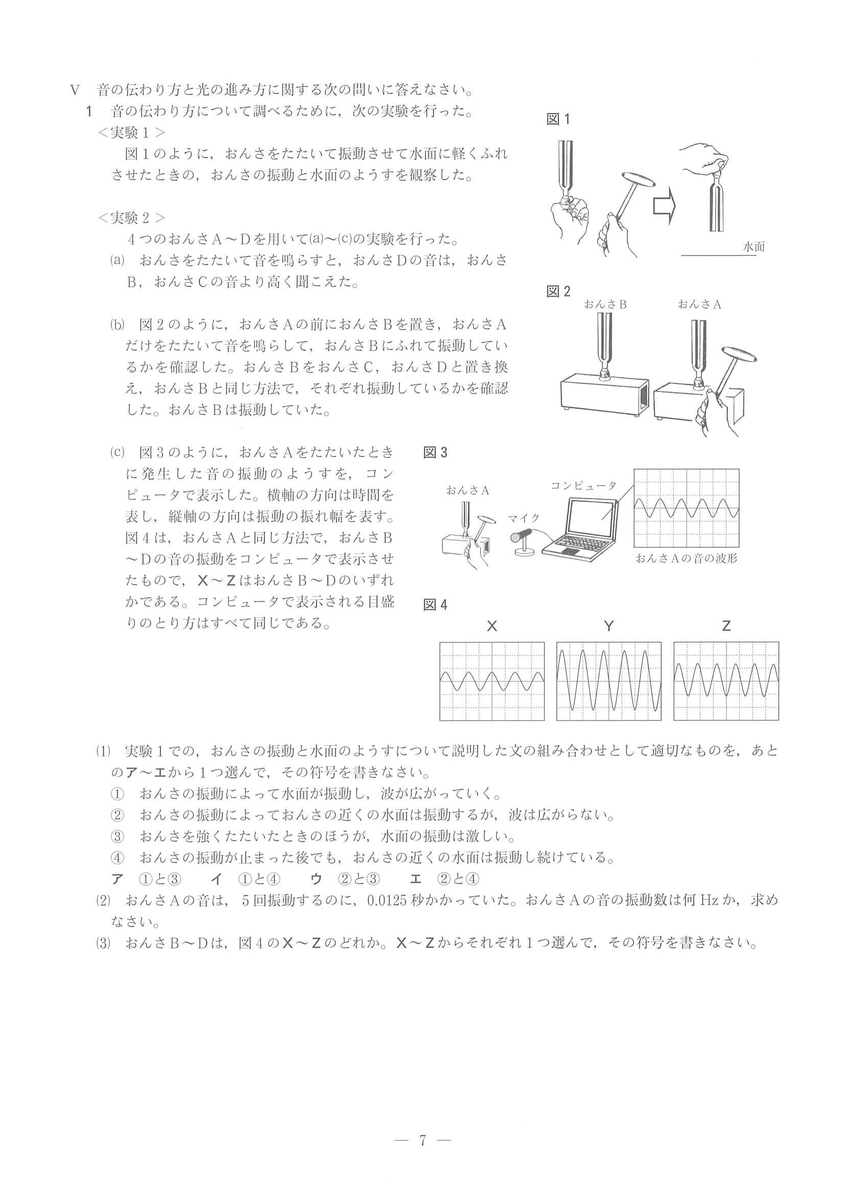 2021年度 兵庫県公立高校入試（標準問題 理科・問題）7/8