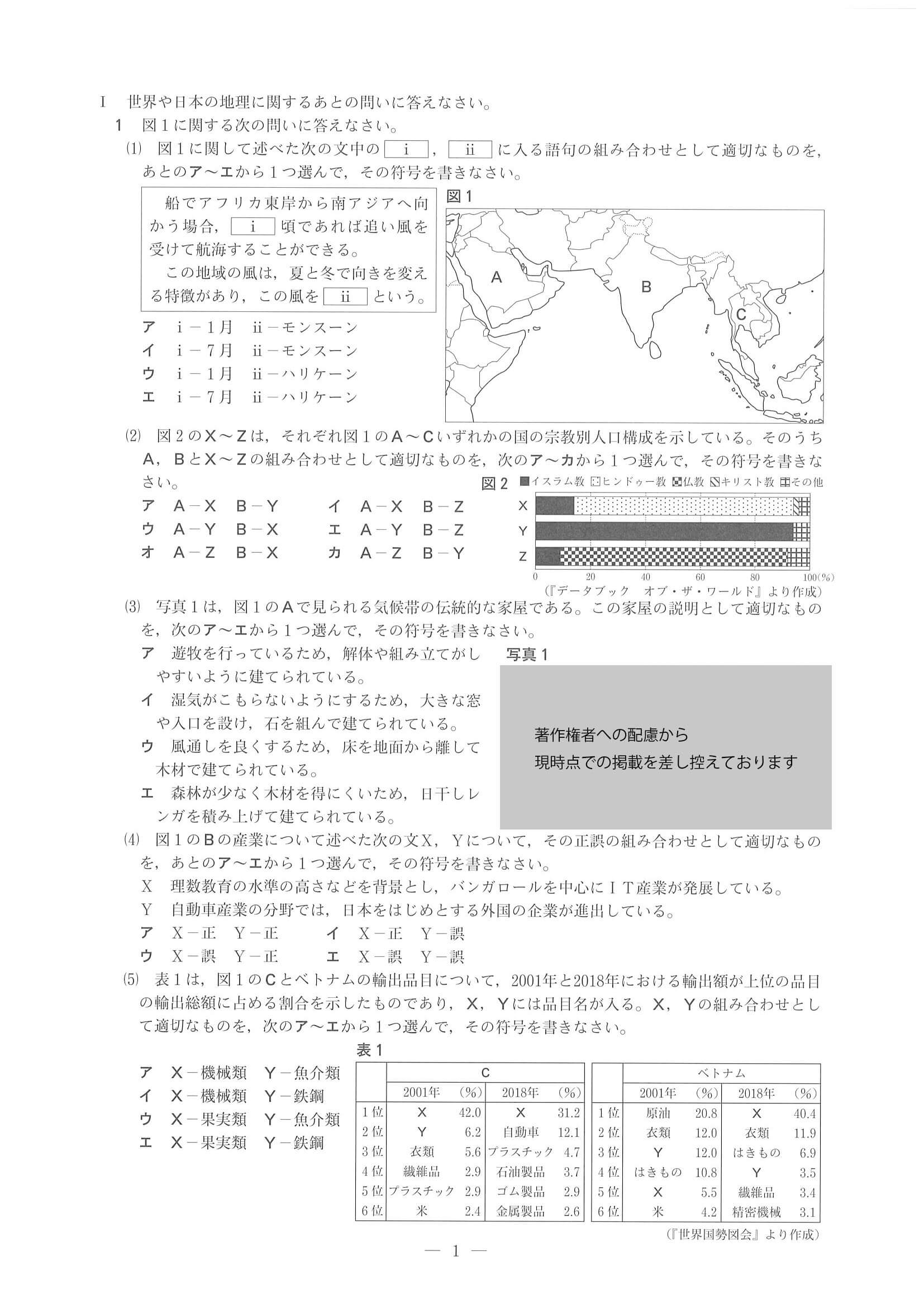 2021年度 兵庫県公立高校入試（標準問題 社会・問題）1/8