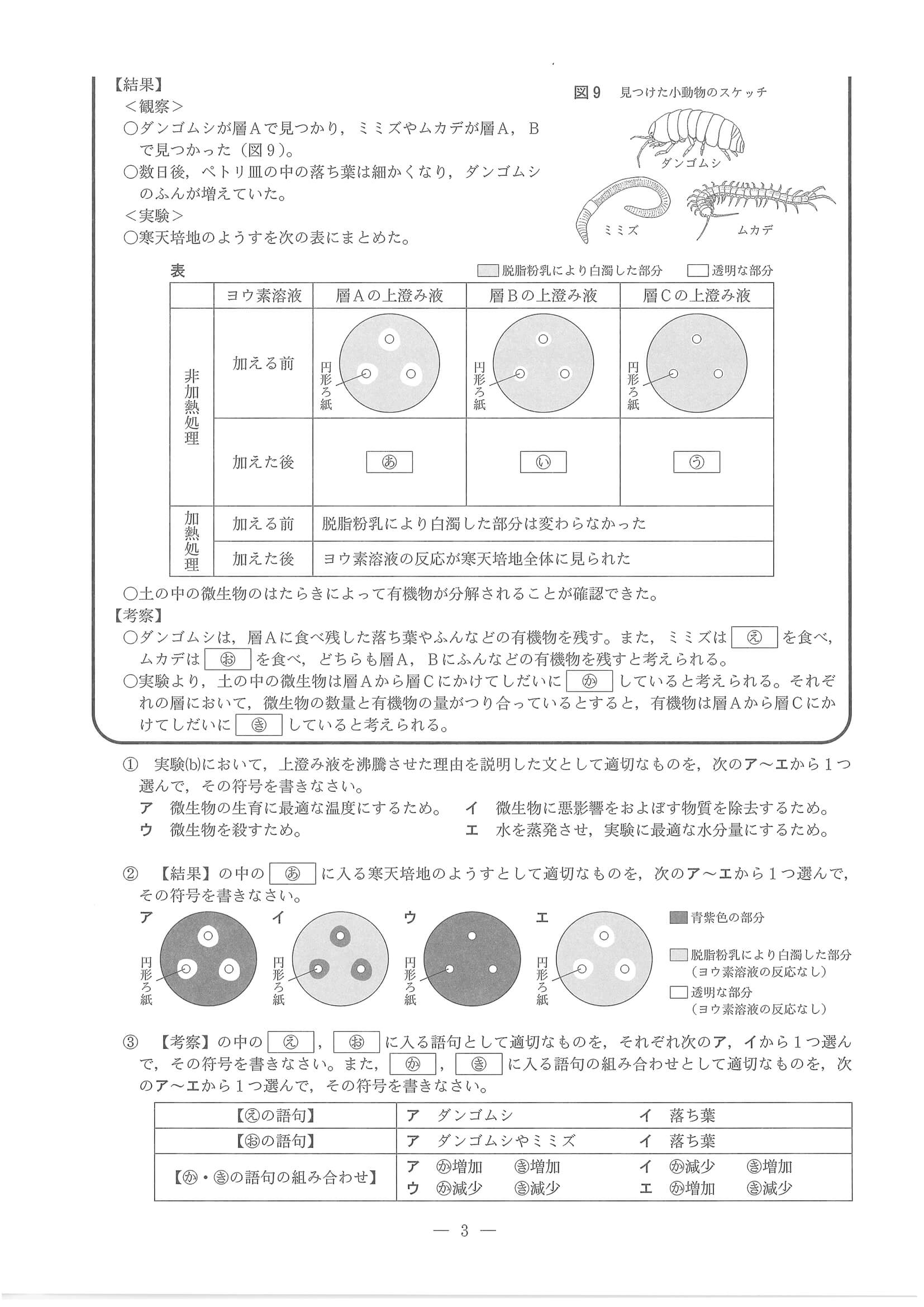 2023年度 兵庫県公立高校入試（標準問題 理科・問題）3/12