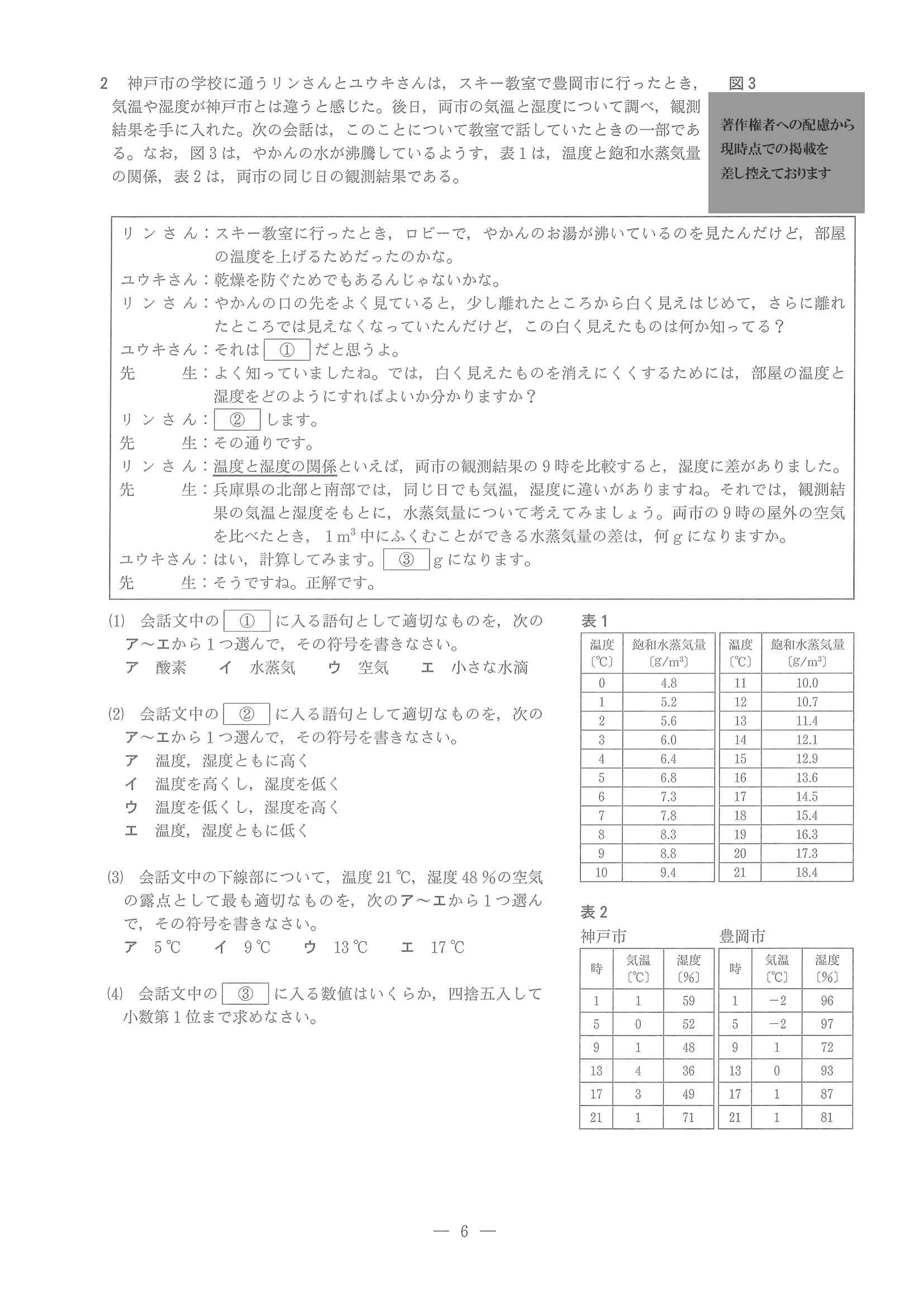 2023年度 兵庫県公立高校入試（標準問題 理科・問題）6/12