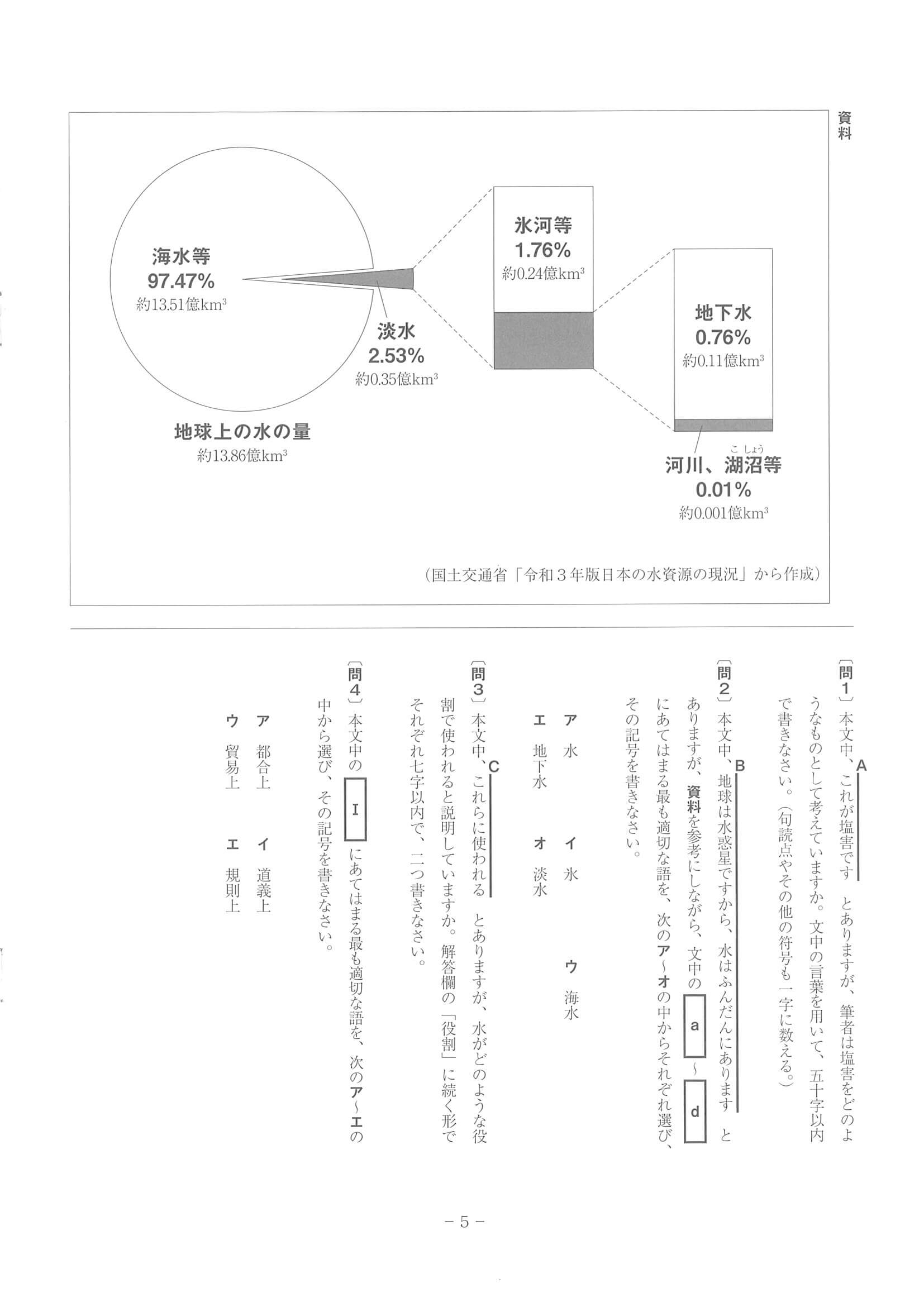 2022年度 和歌山県公立高校入試（標準問題 国語・問題）5/10