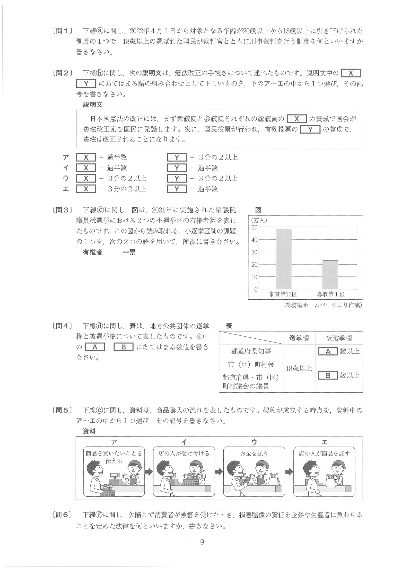 2023年度 和歌山県公立高校入試（標準問題 社会・問題）9/10