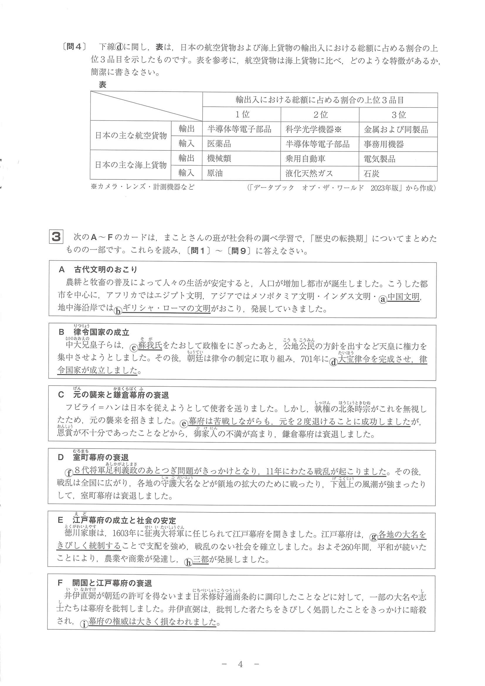 2024年度 和歌山県公立高校入試（標準問題 社会・問題）4/10