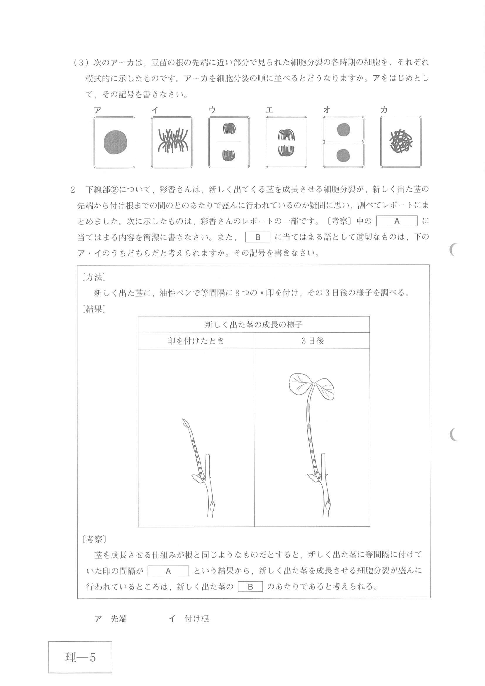 2021年度 広島県公立高校入試（標準問題 理科・問題）5/13