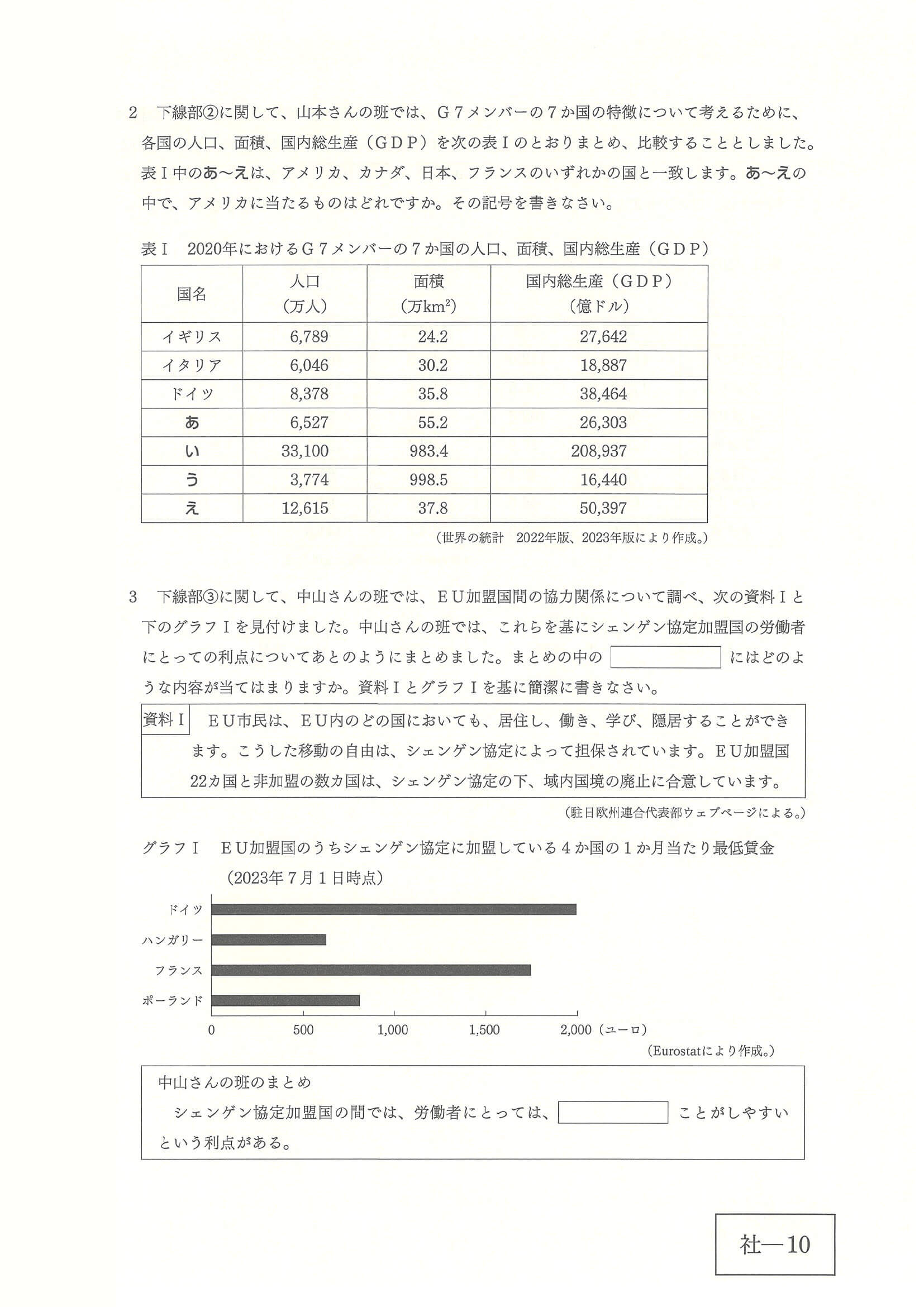 2024年度 広島県公立高校入試（標準問題 社会・問題）10/12