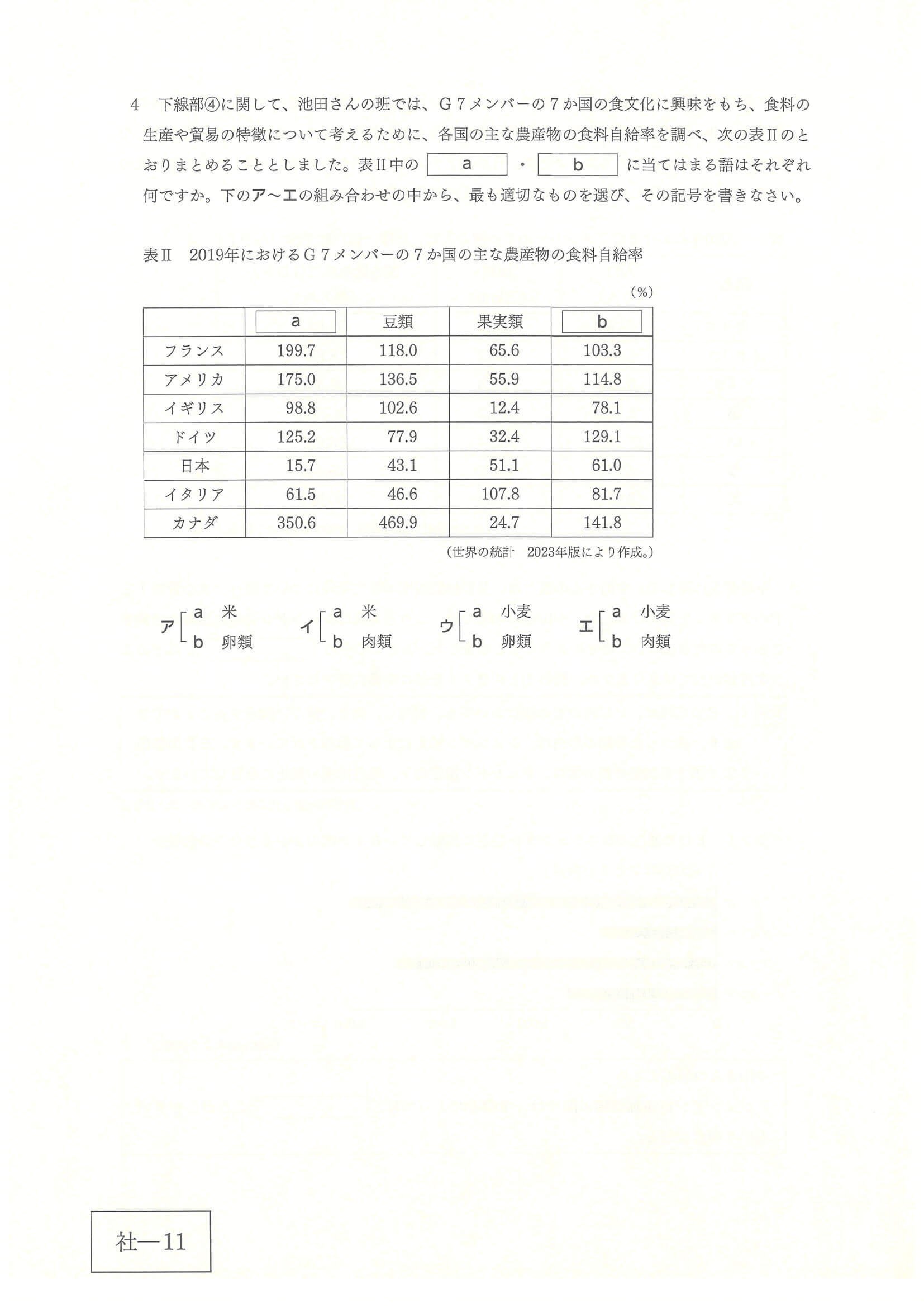 2024年度 広島県公立高校入試（標準問題 社会・問題）11/12