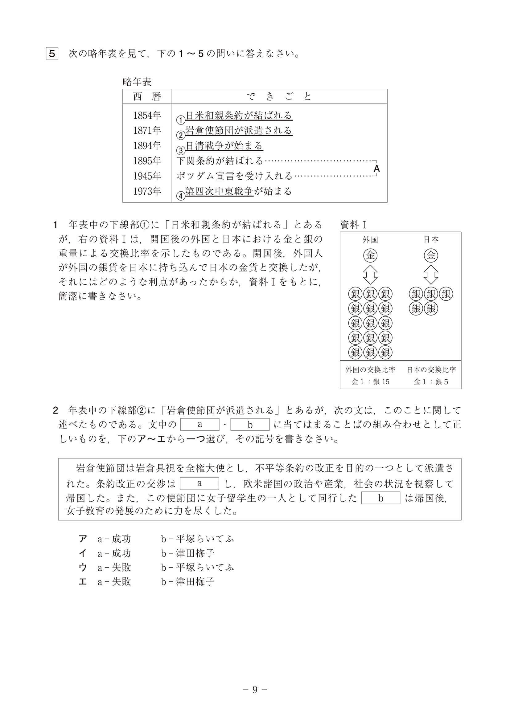 2024年度 高知県公立高校入試（A日程 社会・問題）9/11