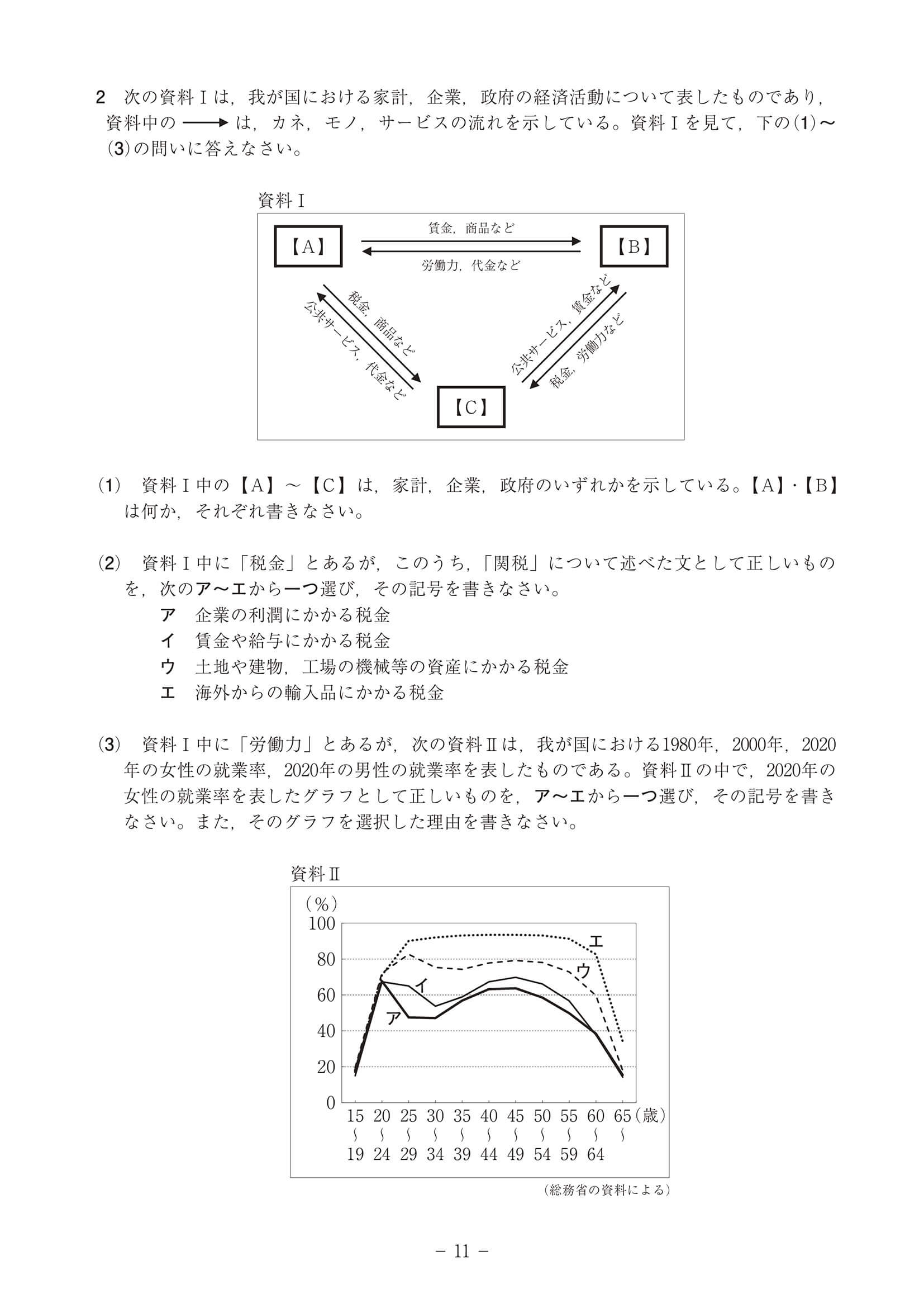 2024年度 高知県公立高校入試（A日程 社会・問題）11/11