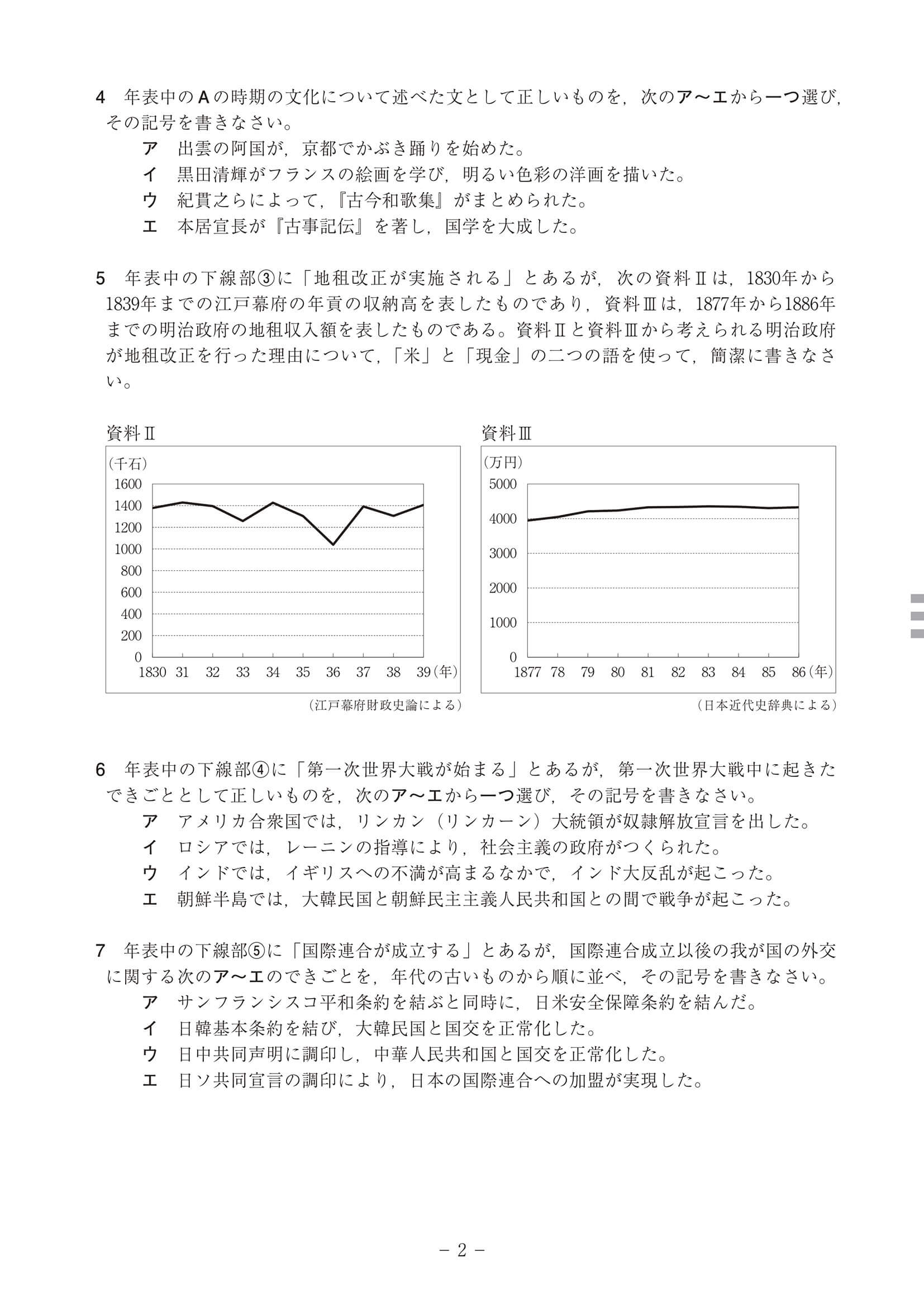 2024年度 高知県公立高校入試（B日程 社会・問題）2/7