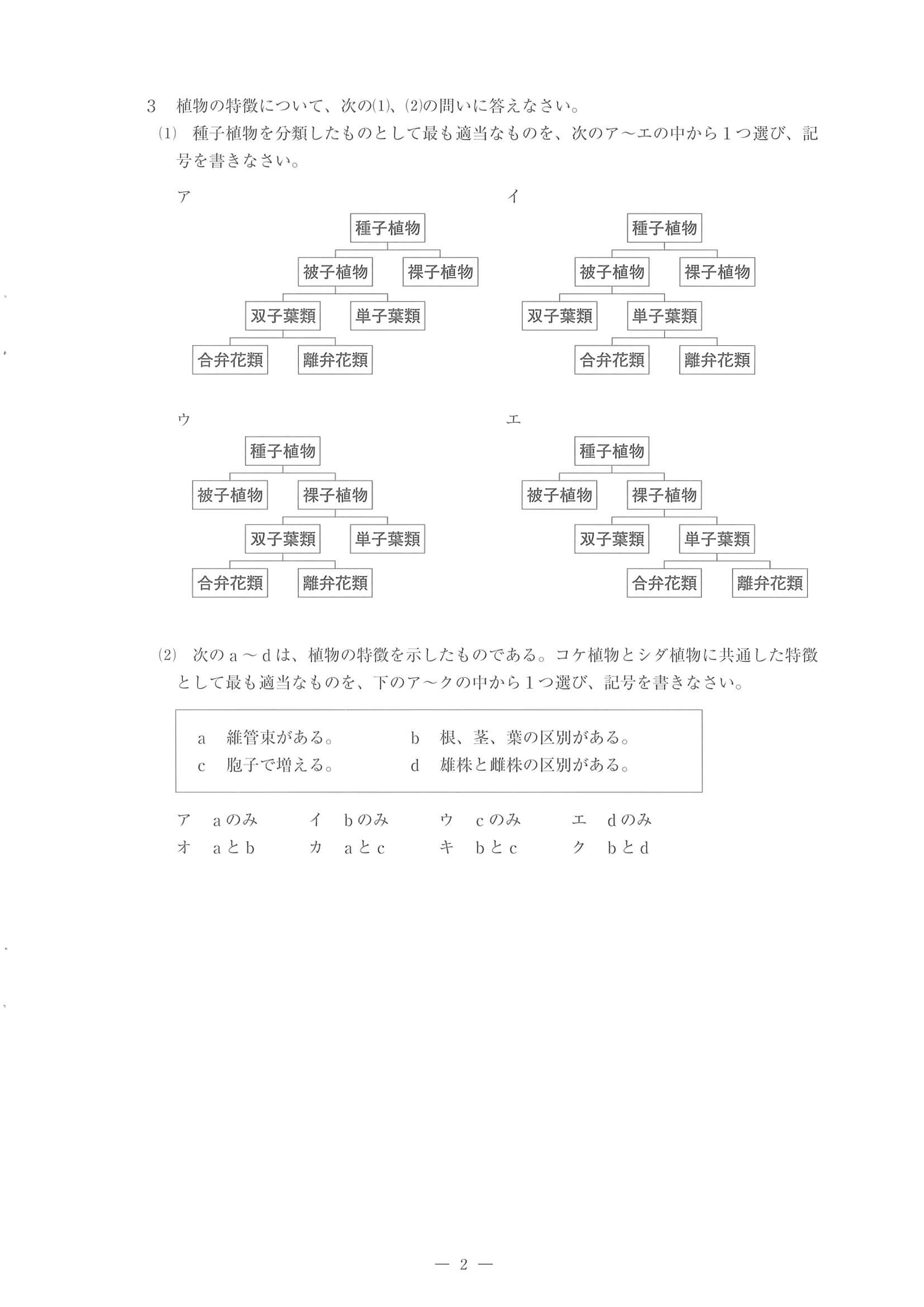 2022年度 佐賀県公立高校入試（一般選抜 理科・問題）2/14