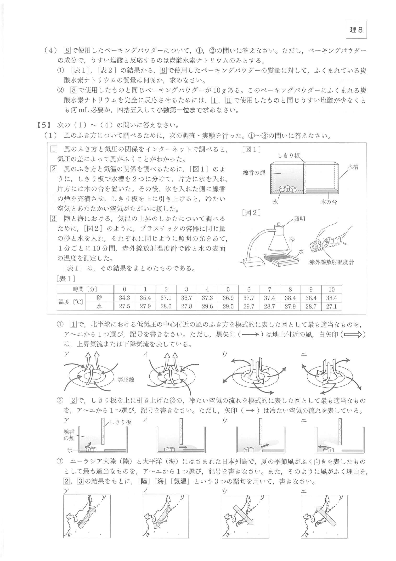 2021年度 大分県公立高校入試（標準問題 理科・問題）8/10