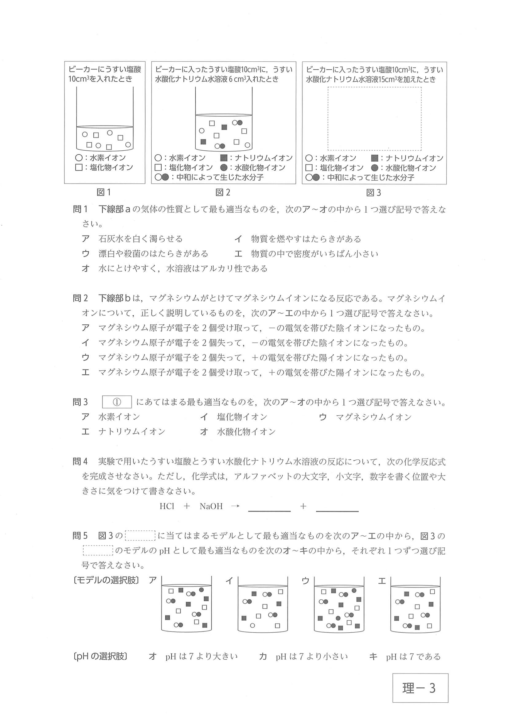 過去問】2022年度 沖縄県公立高校入試［標準問題 理科・問題］2/15 