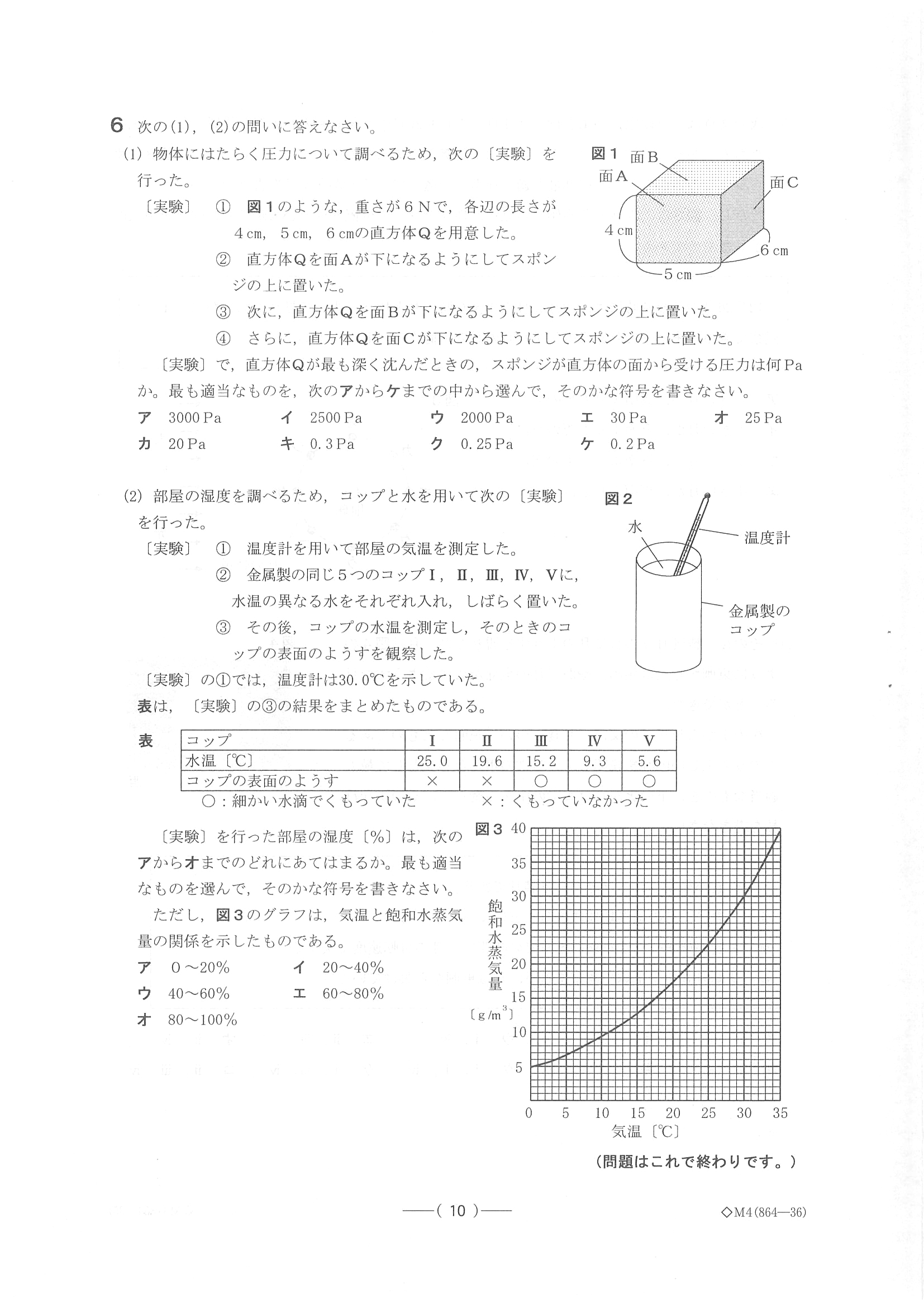 2017年度 愛知県公立高校入試（理科 A日程・問題）10/10