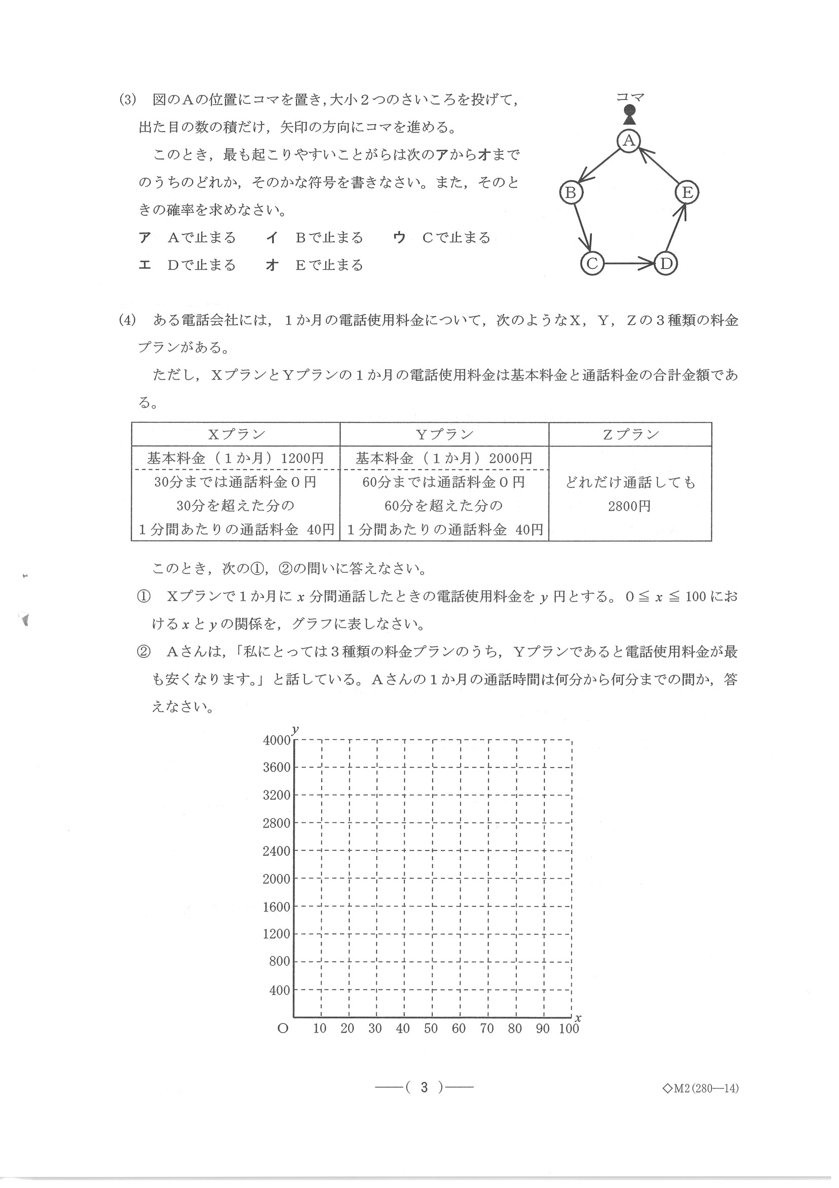 2019年度 愛知県公立高校入試［A日程 数学・問題］3/4