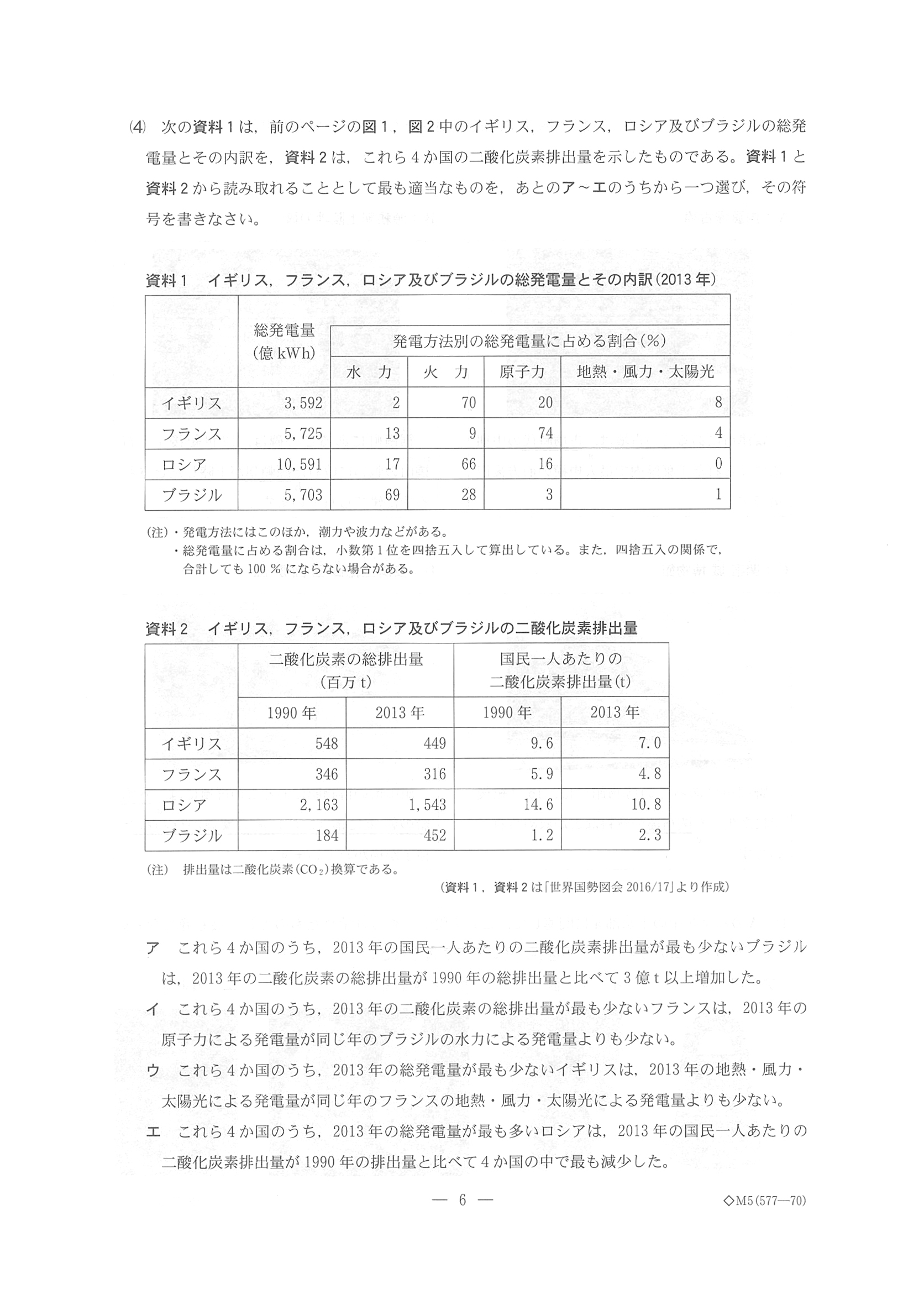 2017年度 千葉県公立高校入試（社会 後期・問題）6/13