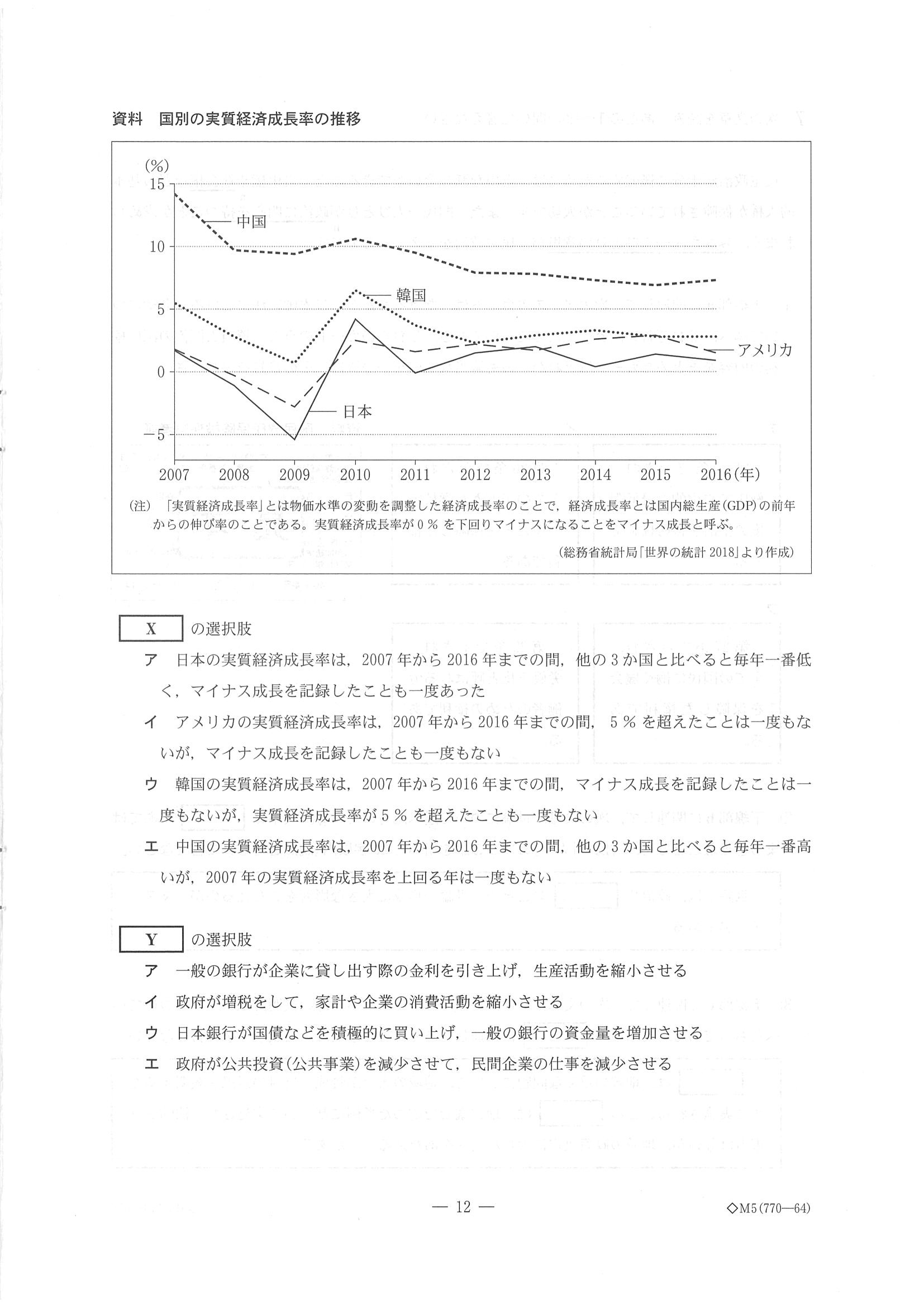 2019年度 千葉県公立高校入試［後期選抜 社会・問題］12/13