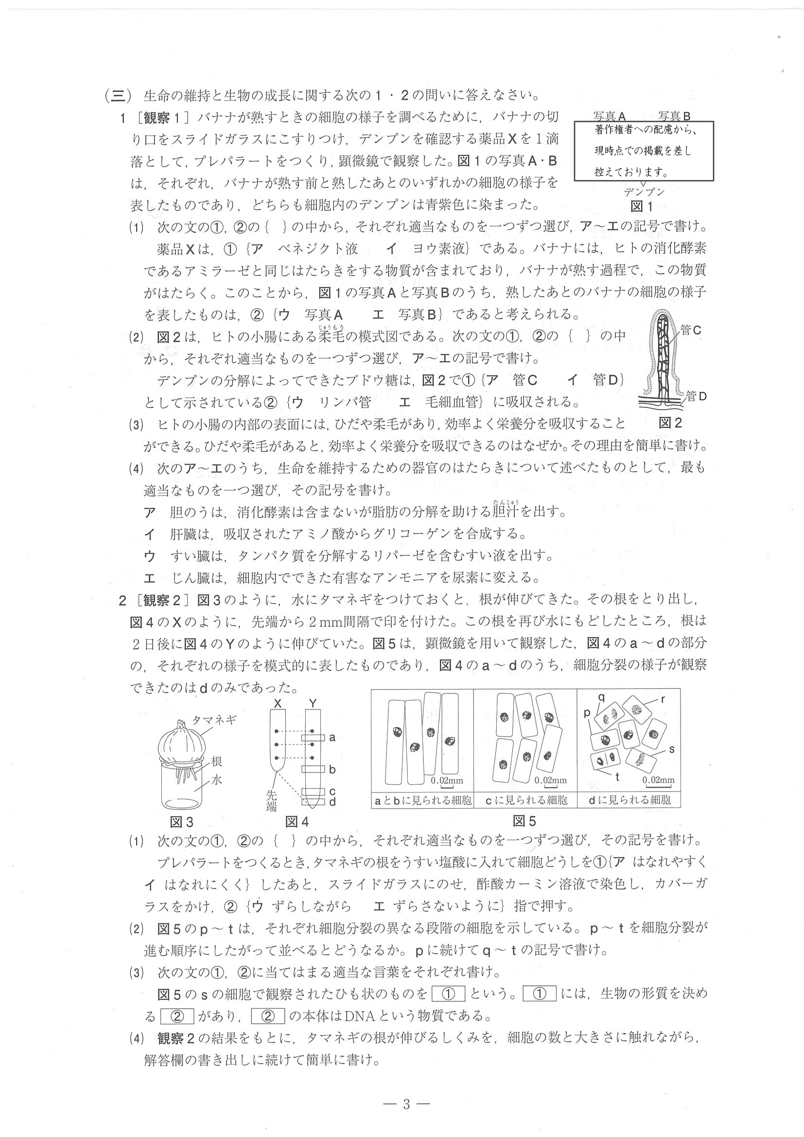 2018年度 愛媛県公立高校入試（標準問題 理科・問題）3/6