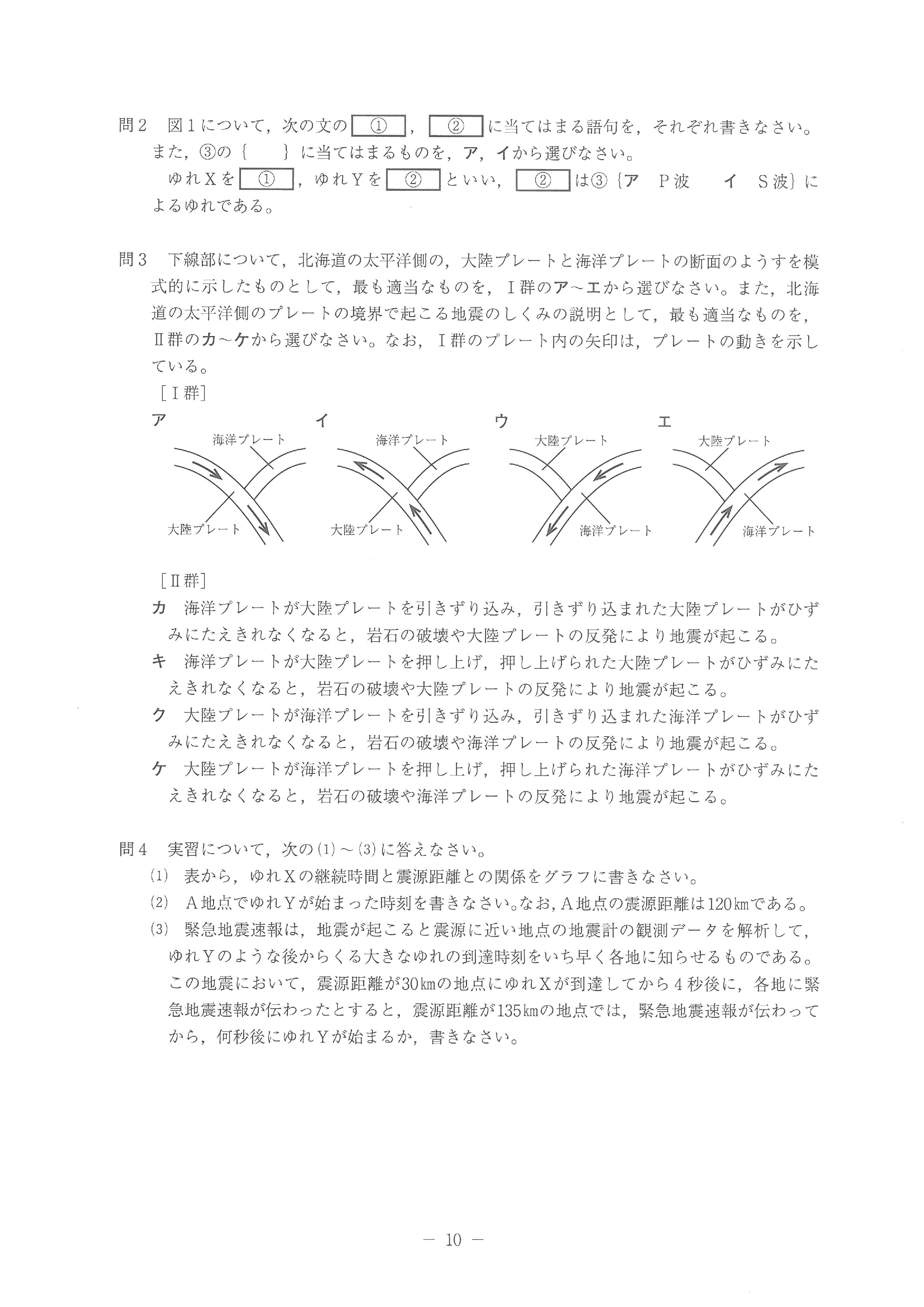 2015年度 北海道公立高校入試（標準問題 理科・問題）10/10