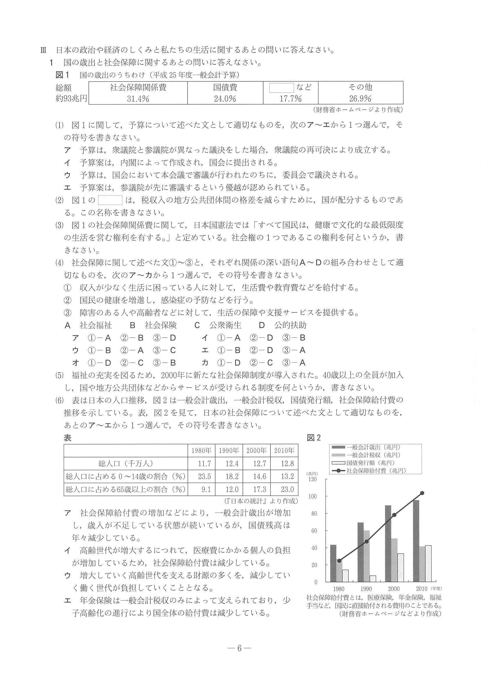 2014年度 兵庫県公立高校入試（社会・問題）6/7