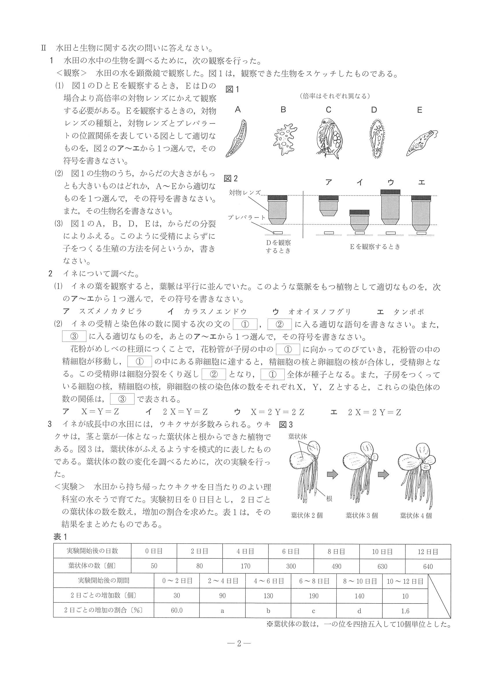 2015年度 兵庫県公立高校入試（理科・問題）2/7