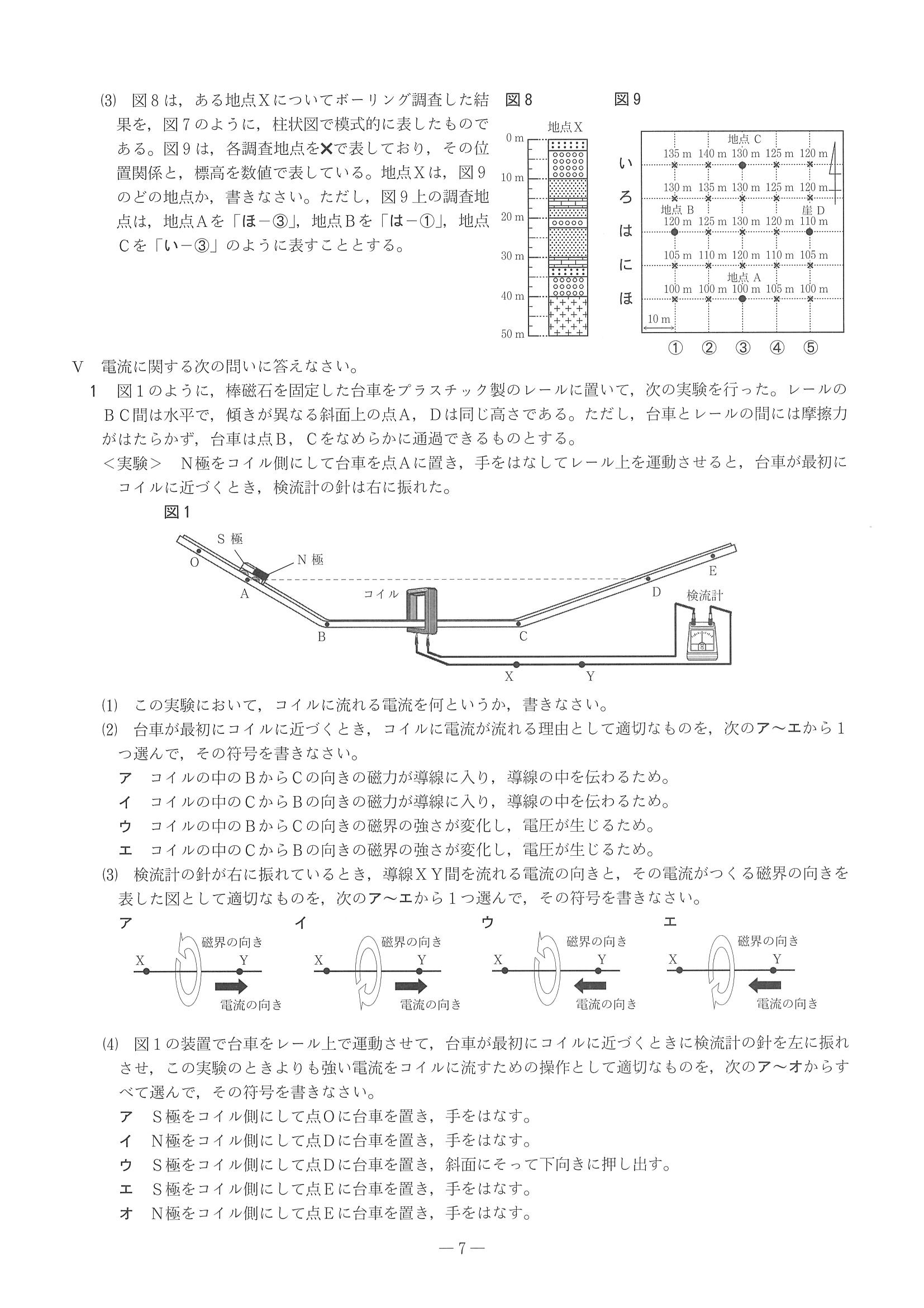 2016年度 兵庫県公立高校入試（理科・問題）7/7