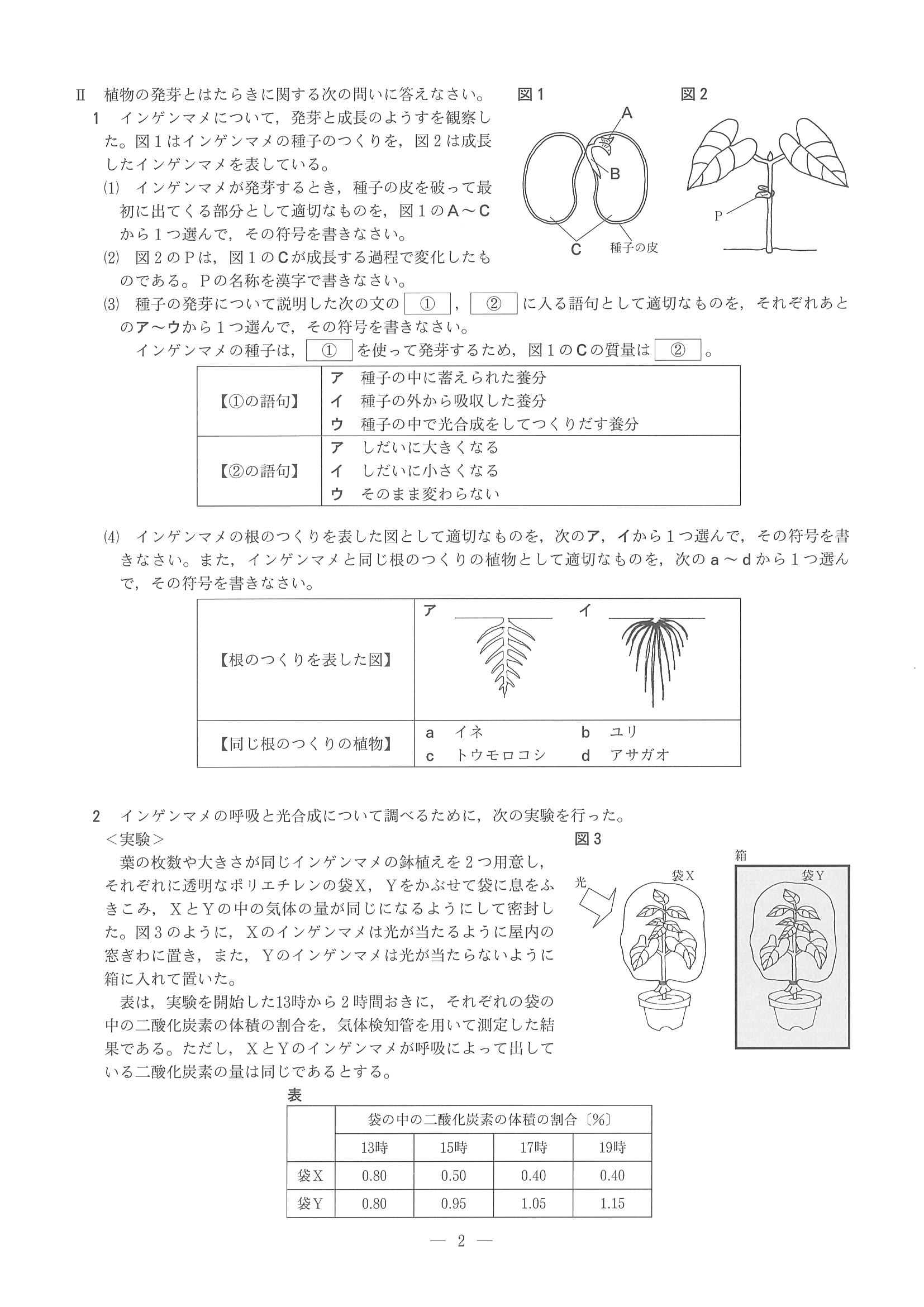 2018年度 兵庫県公立高校入試［標準問題 理科・問題］2/8