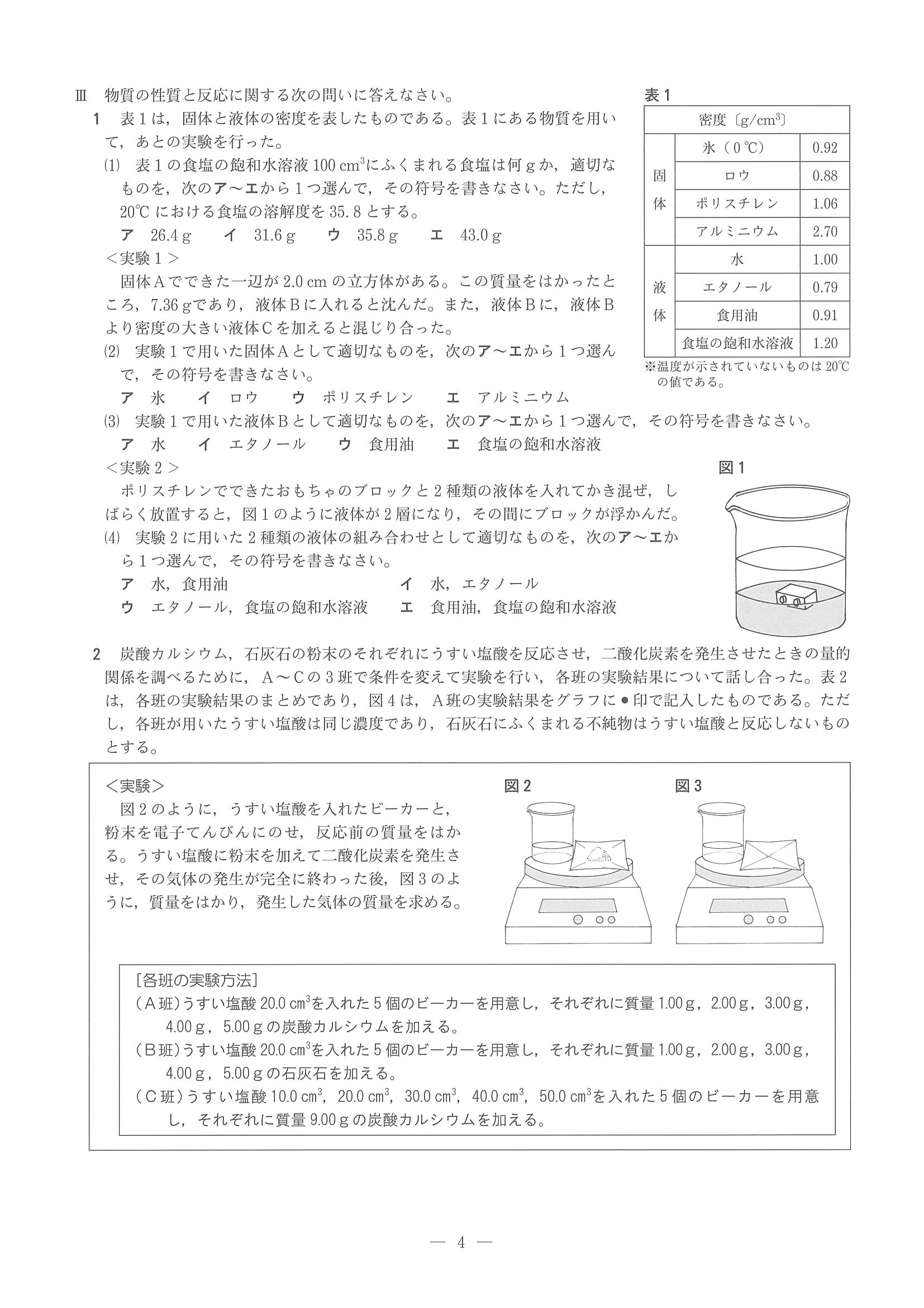 2018年度 兵庫県公立高校入試［標準問題 理科・問題］4/8