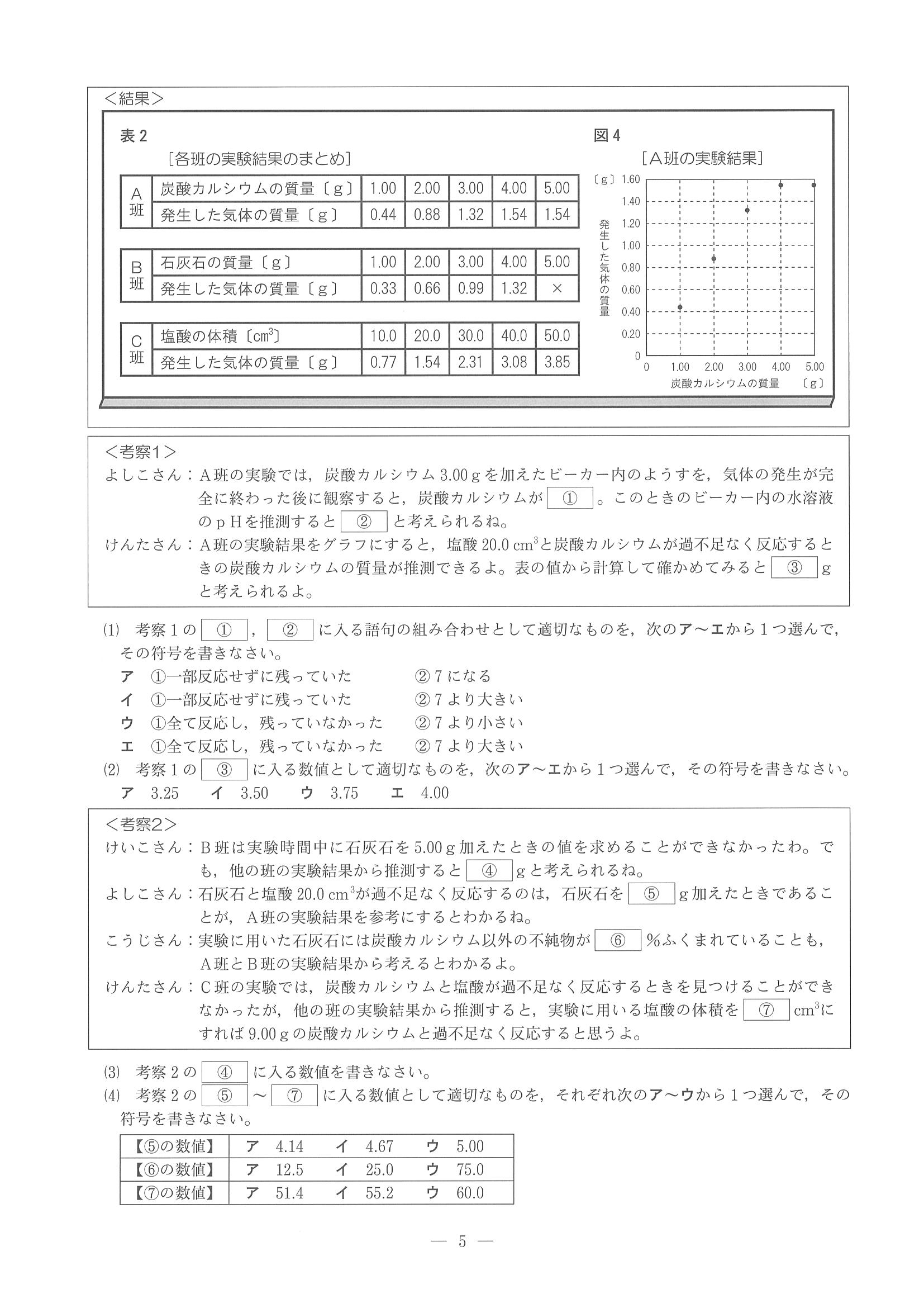 2018年度 兵庫県公立高校入試［標準問題 理科・問題］5/8