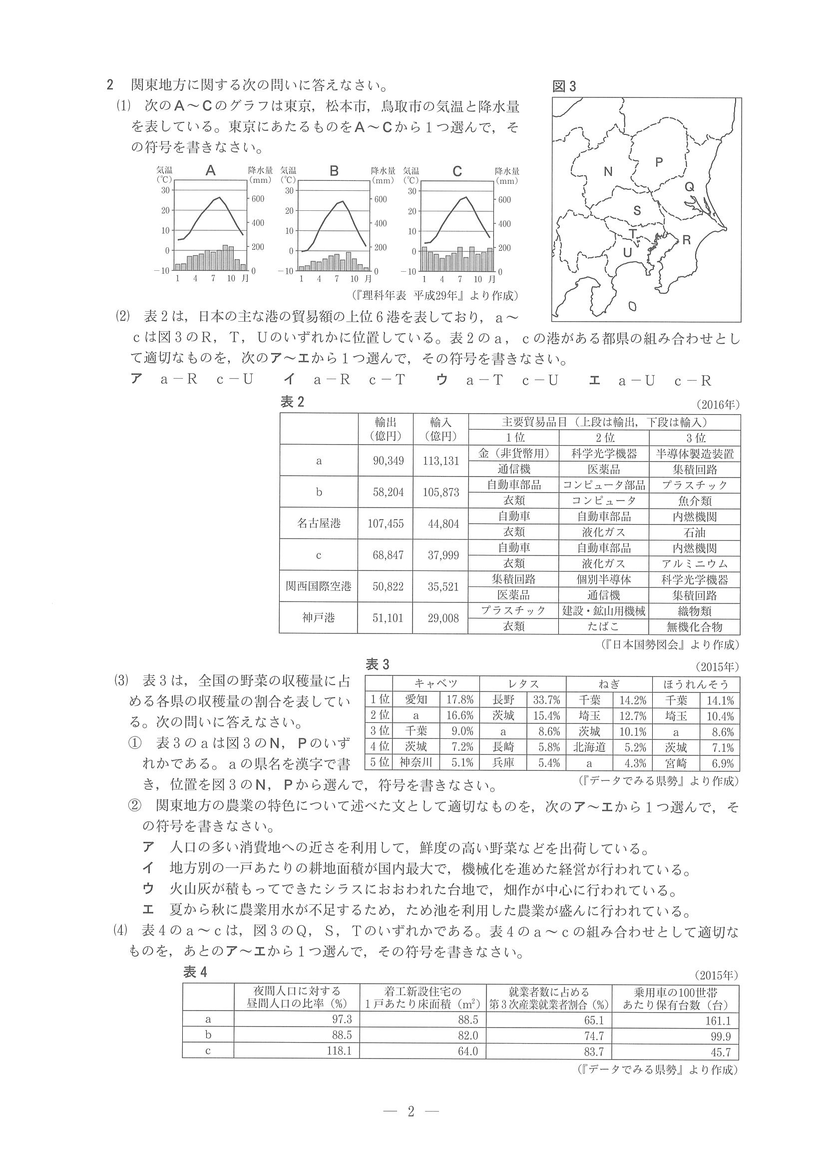 2018年度 兵庫県公立高校入試（標準問題 社会・問題）2/8