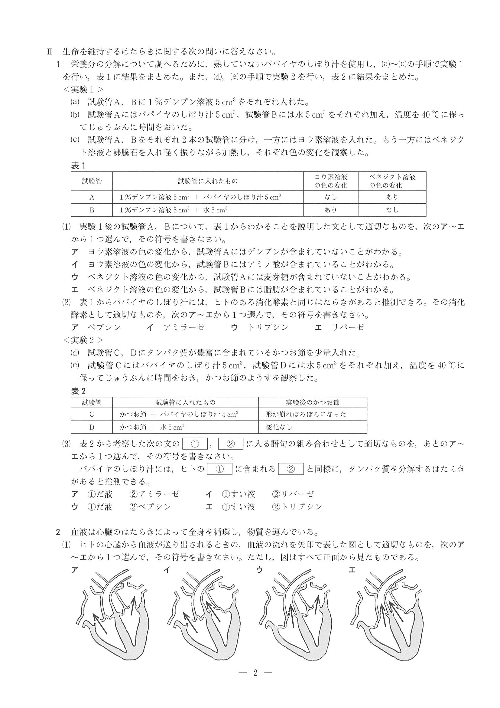 2019年度 兵庫県公立高校入試（標準問題 理科・問題）2/8