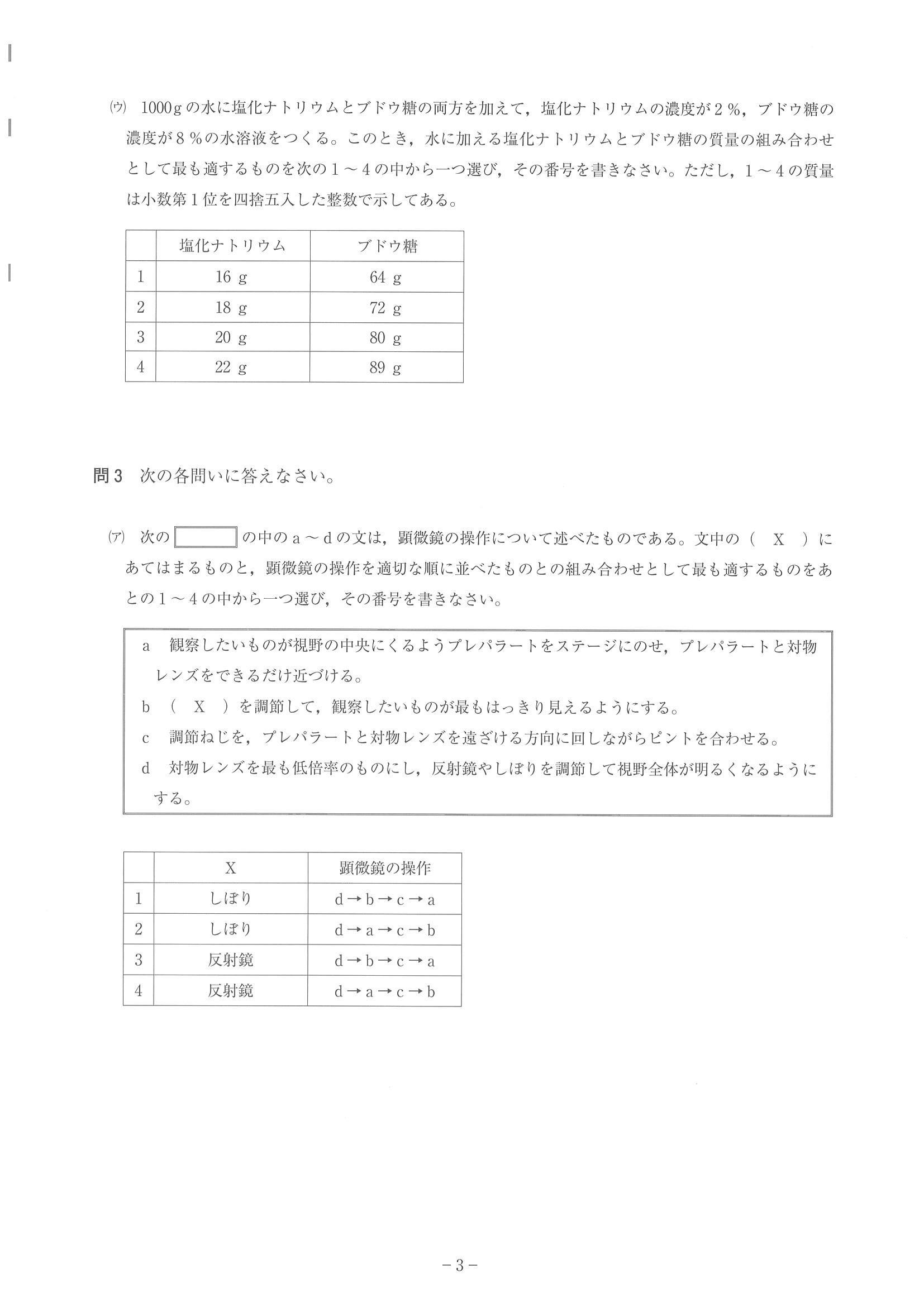 2014年度 神奈川県公立高校入試（理科・問題）3/14