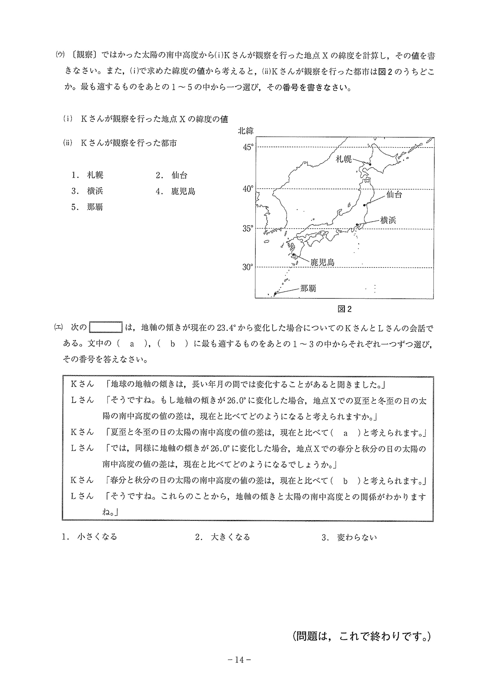 2019年度 神奈川県公立高校入試［標準問題 理科・問題］14/14