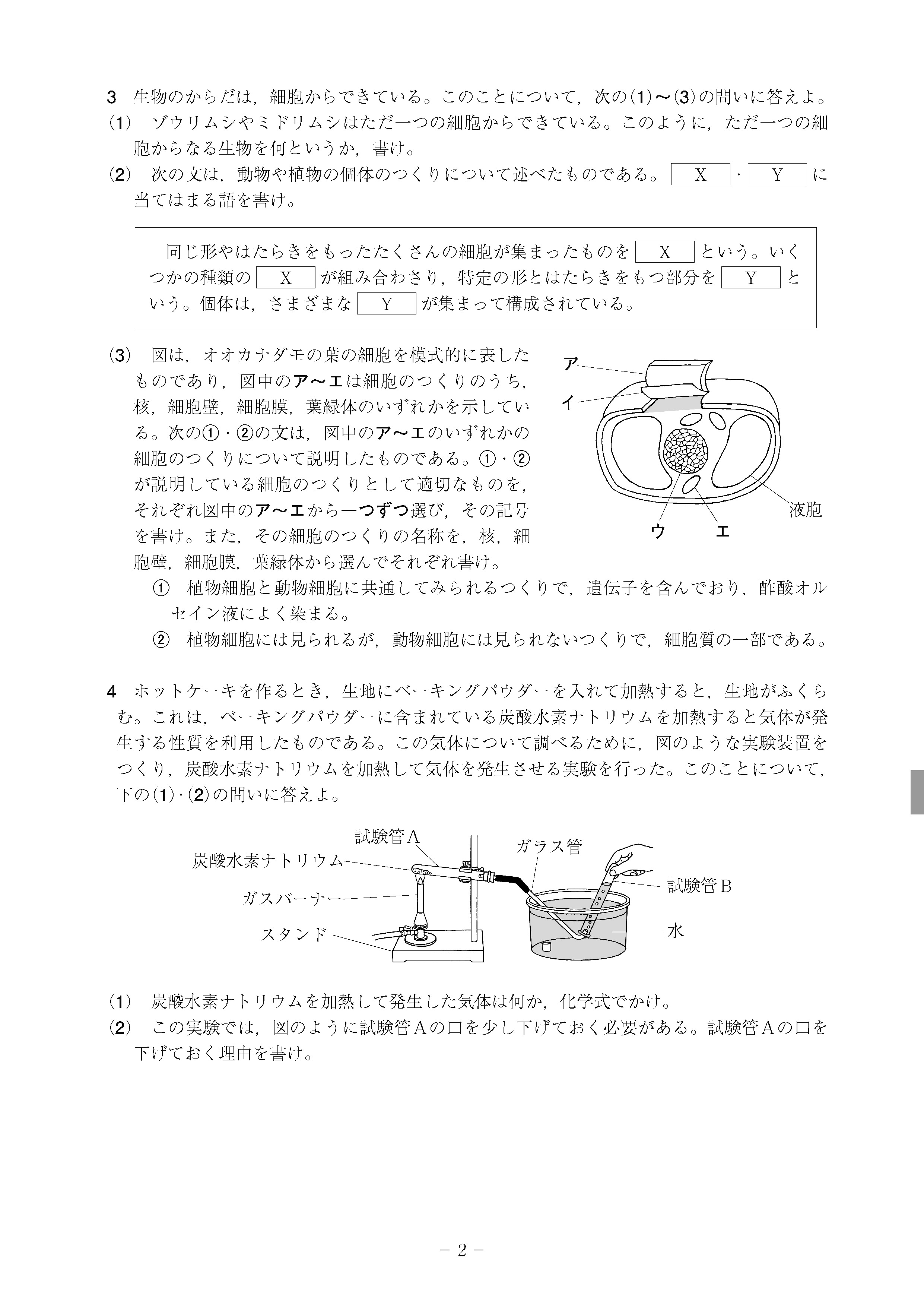 2016年度 高知県公立高校入試（理科・問題）2/9