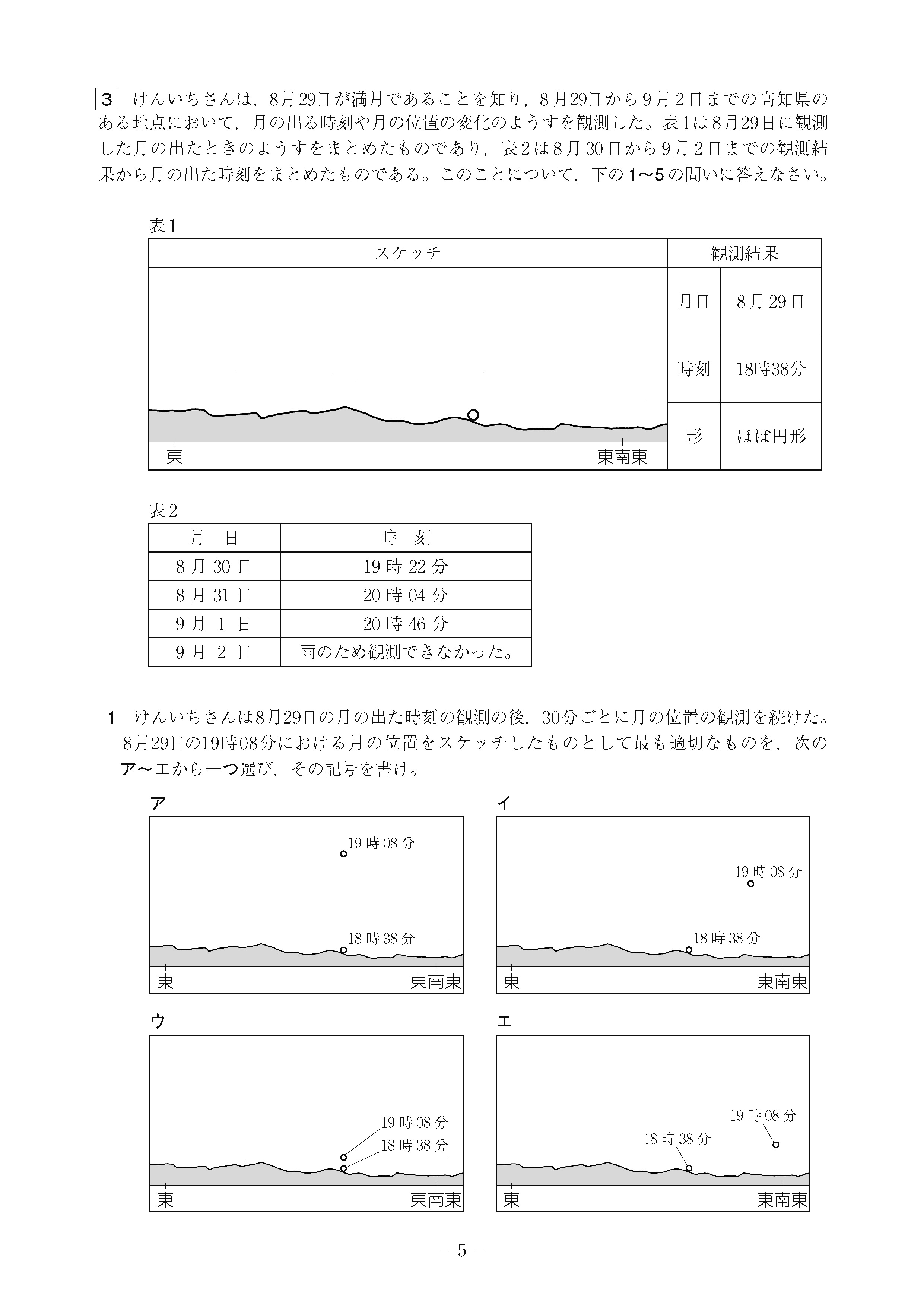 2016年度 高知県公立高校入試（理科・問題）5/9