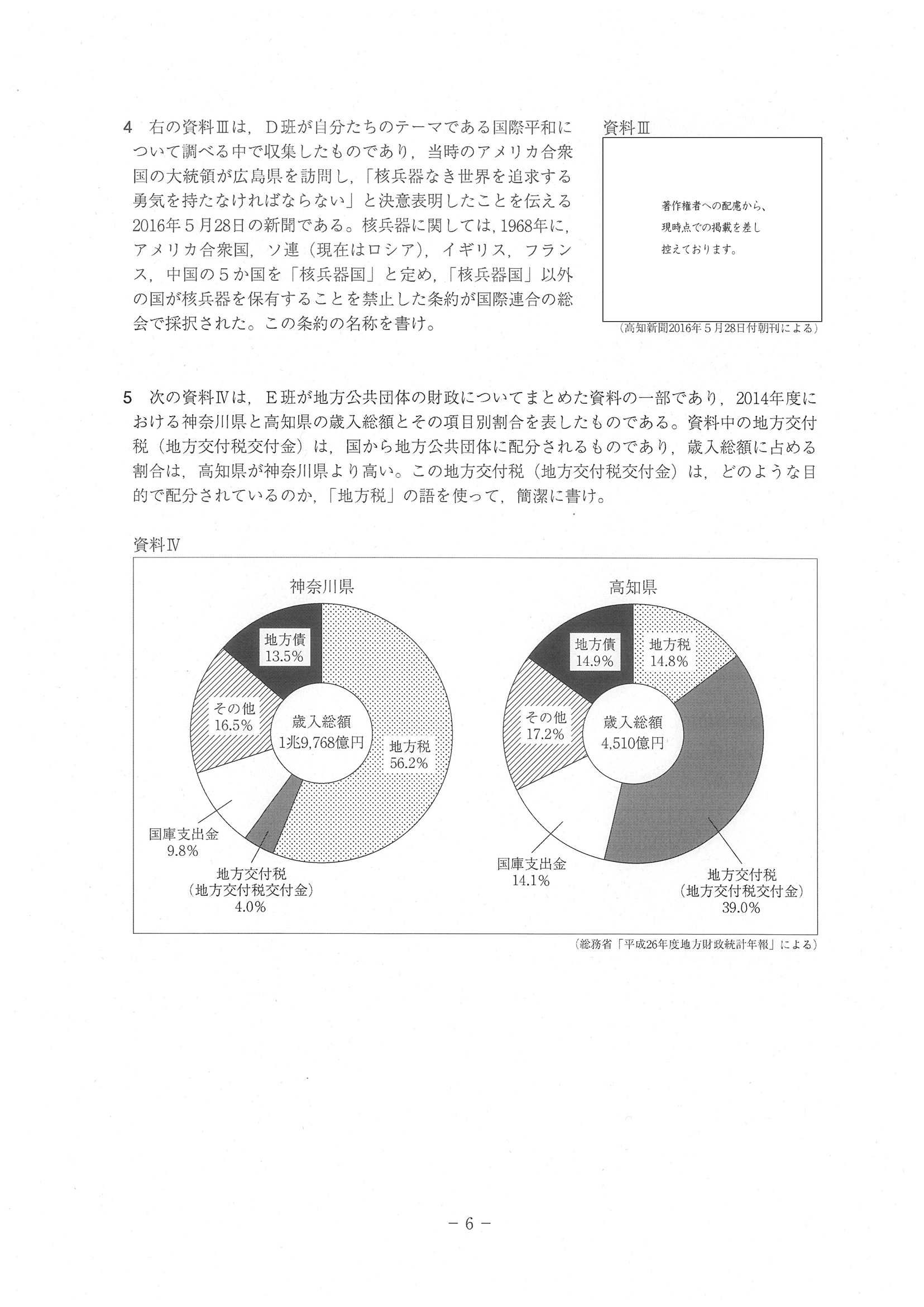 2017年度 高知県公立高校入試（社会・問題）6/11