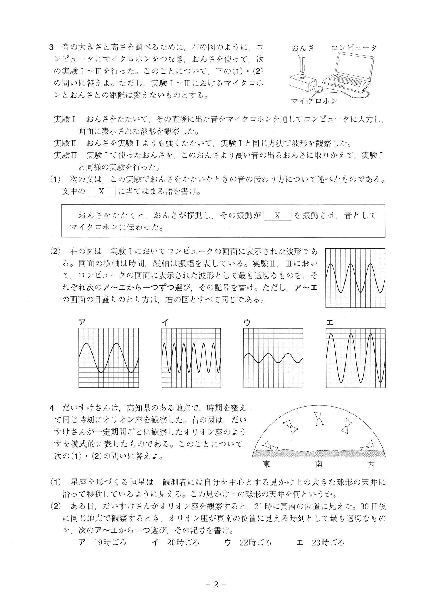 2018年度 高知県公立高校入試（A日程 理科・問題）2/11