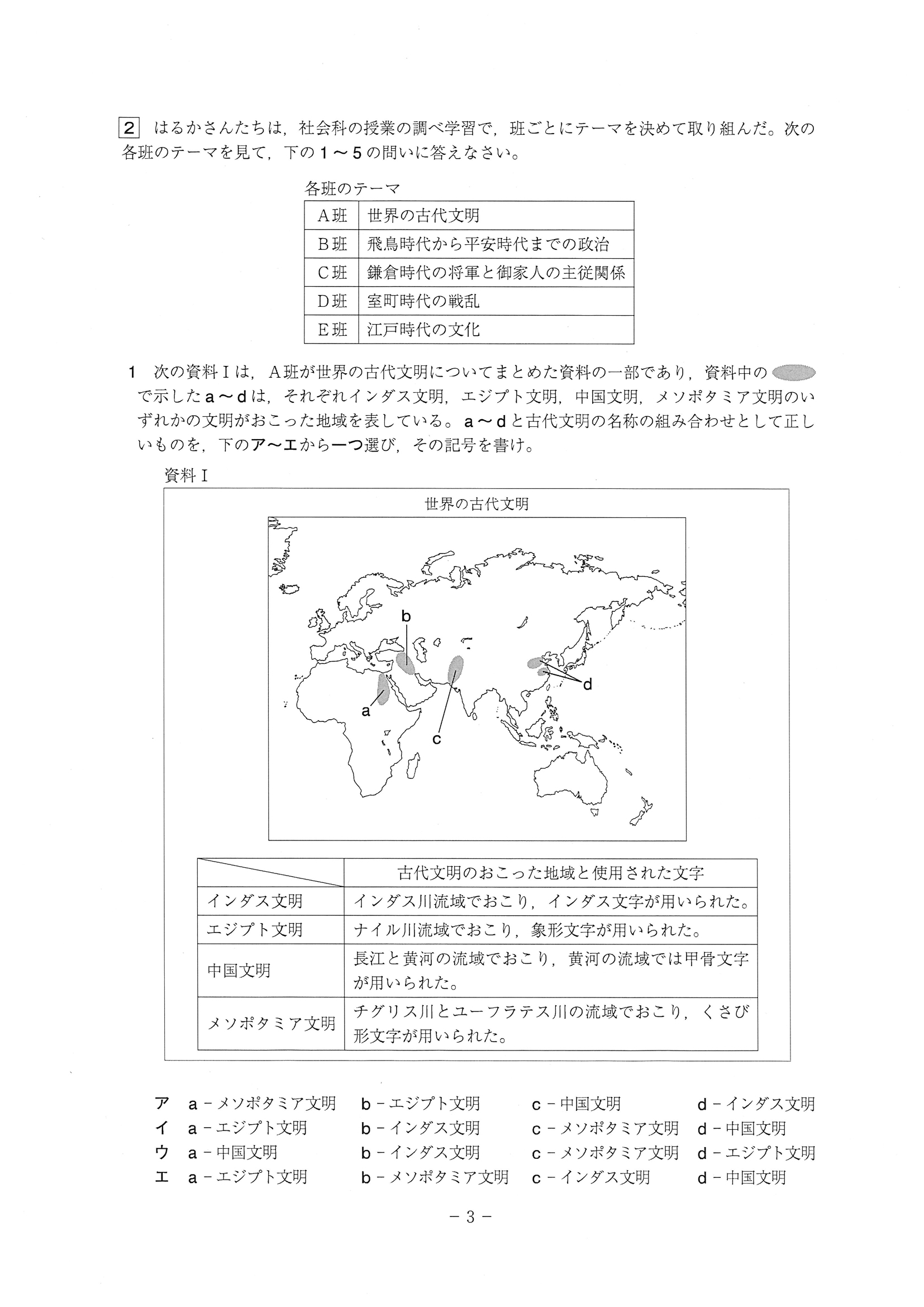 2018年度 高知県公立高校入試（A日程 社会・問題）3/11