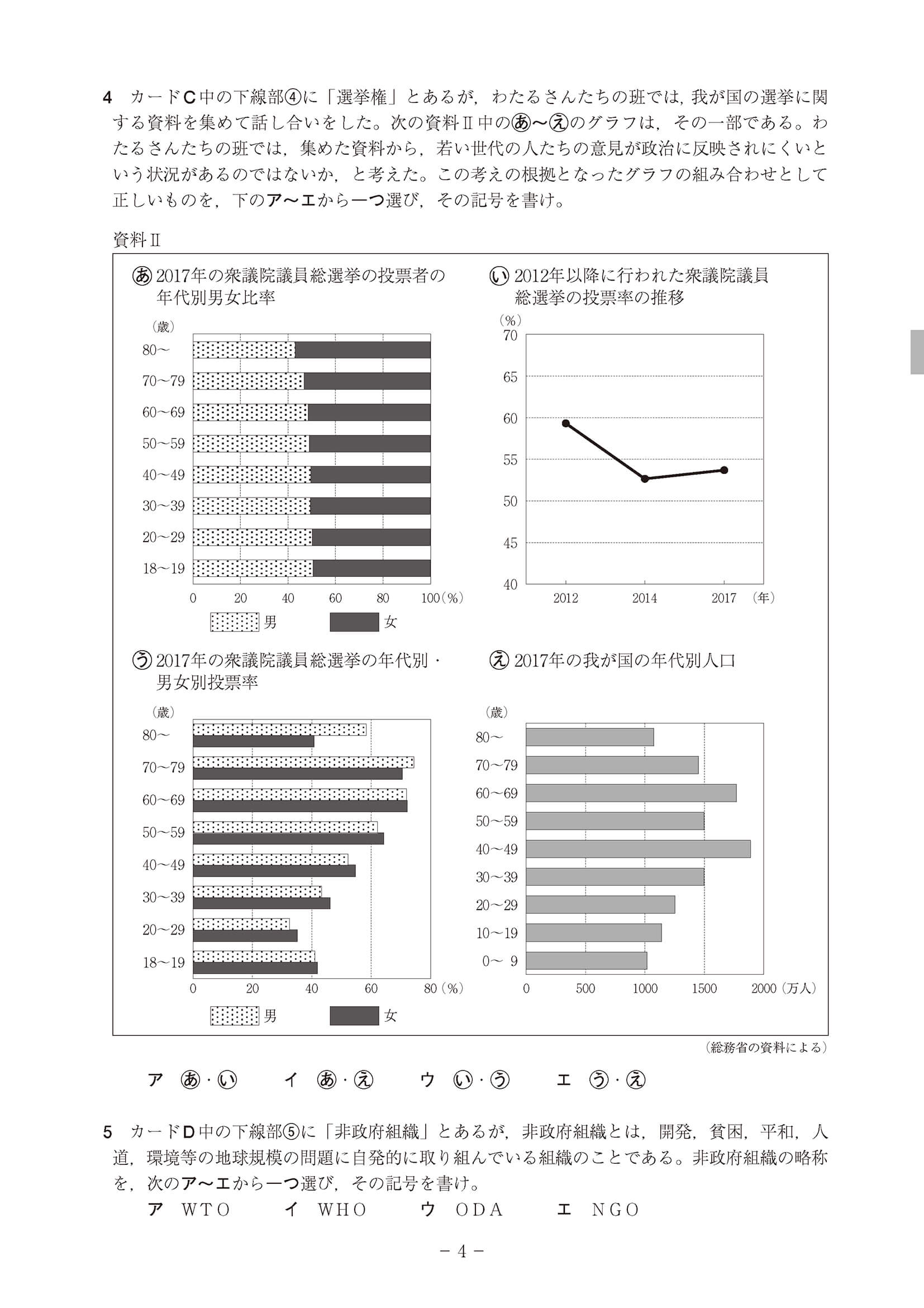 2020年度 高知県公立高校入試［A日程 社会・問題］4/11