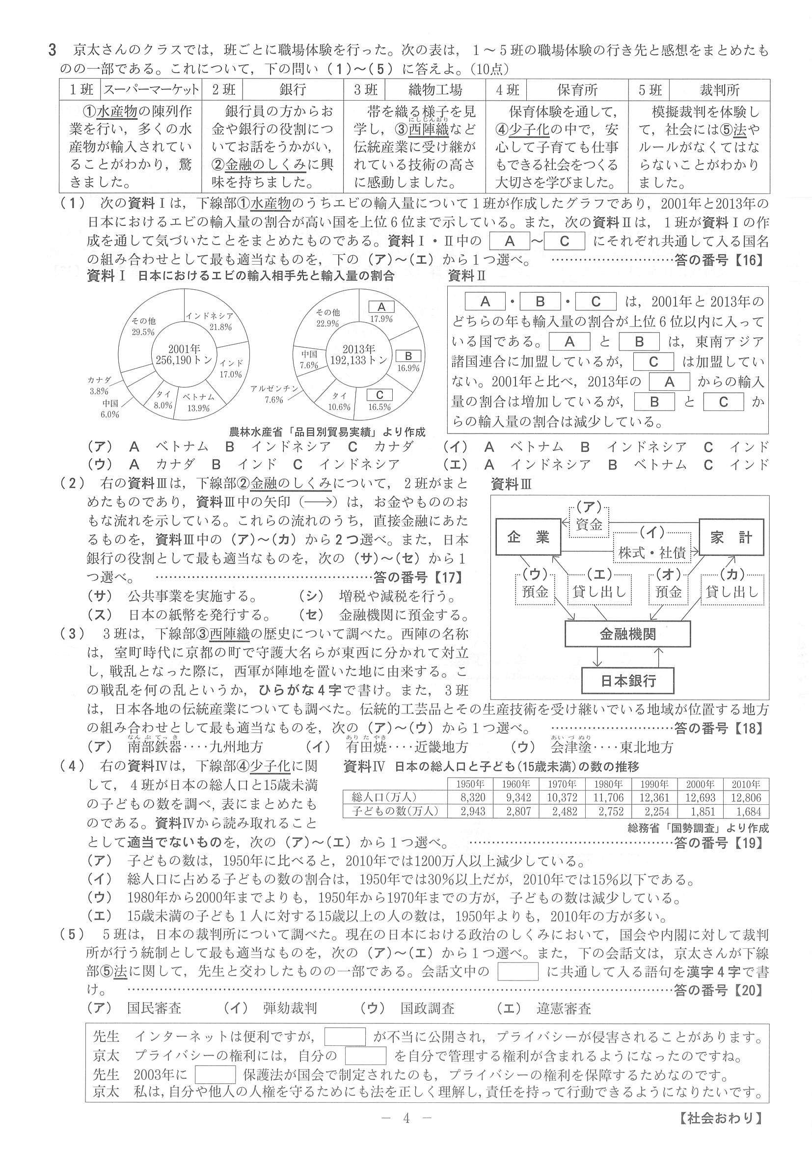 2015年度 京都府公立高校入試（社会 中期・問題）4/4