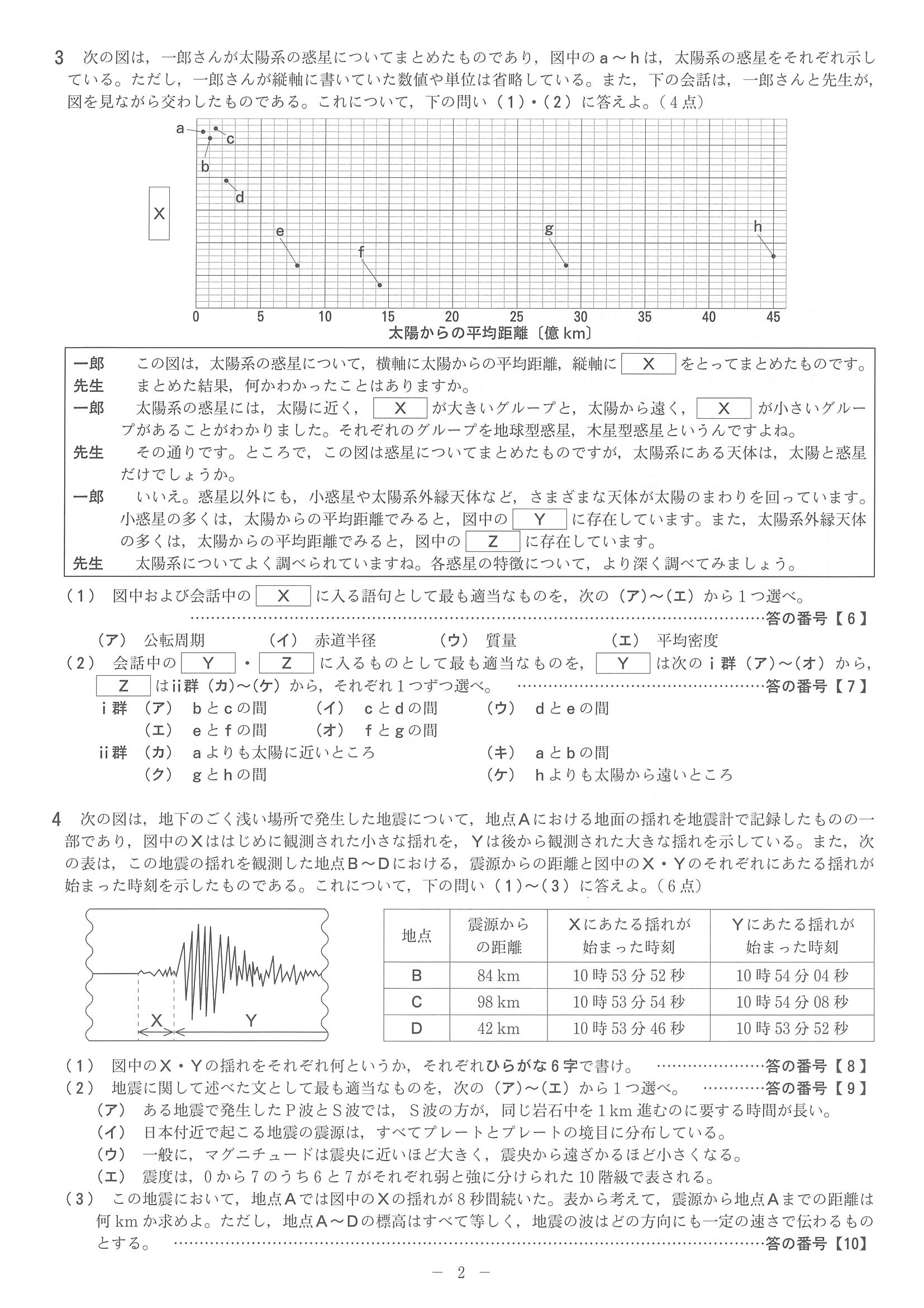 2018年度 京都府公立高校入試（中期選抜 理科・問題）2/4