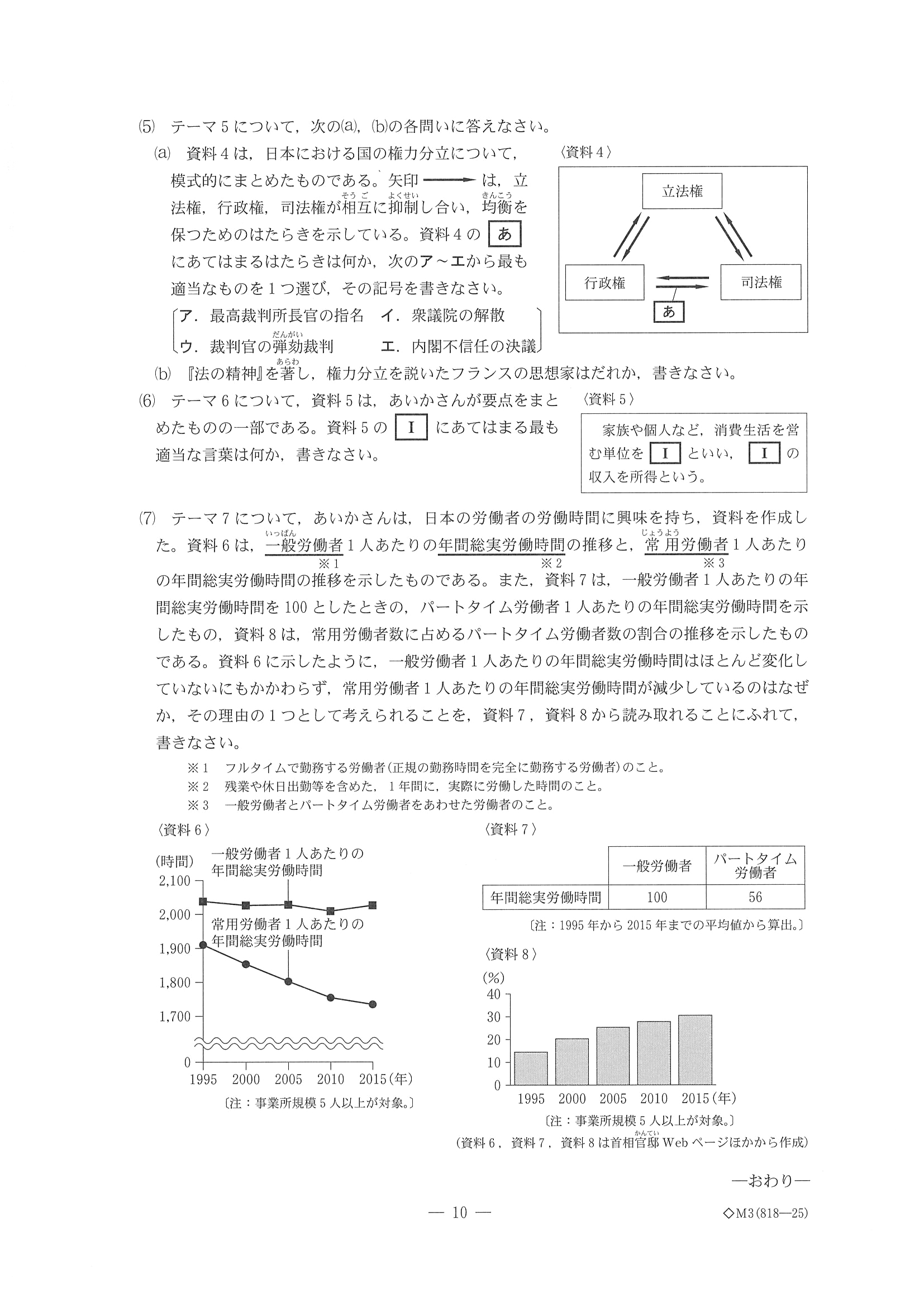 2018年度 三重県公立高校入試（標準問題 社会・問題）10/10