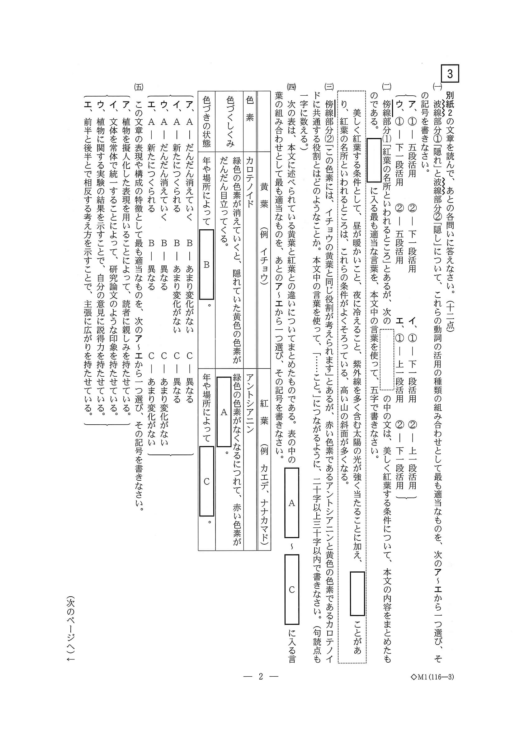 2020年度 三重県公立高校入試（標準問題 国語・問題）2/6