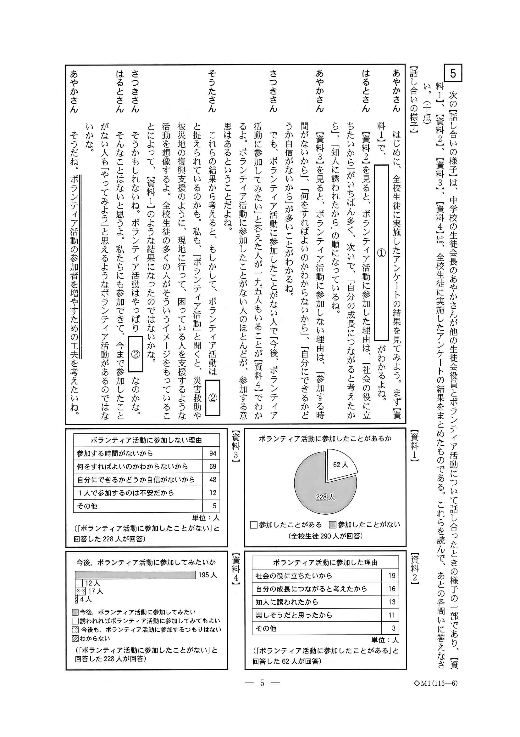 2020年度 三重県公立高校入試（標準問題 国語・問題）5/6
