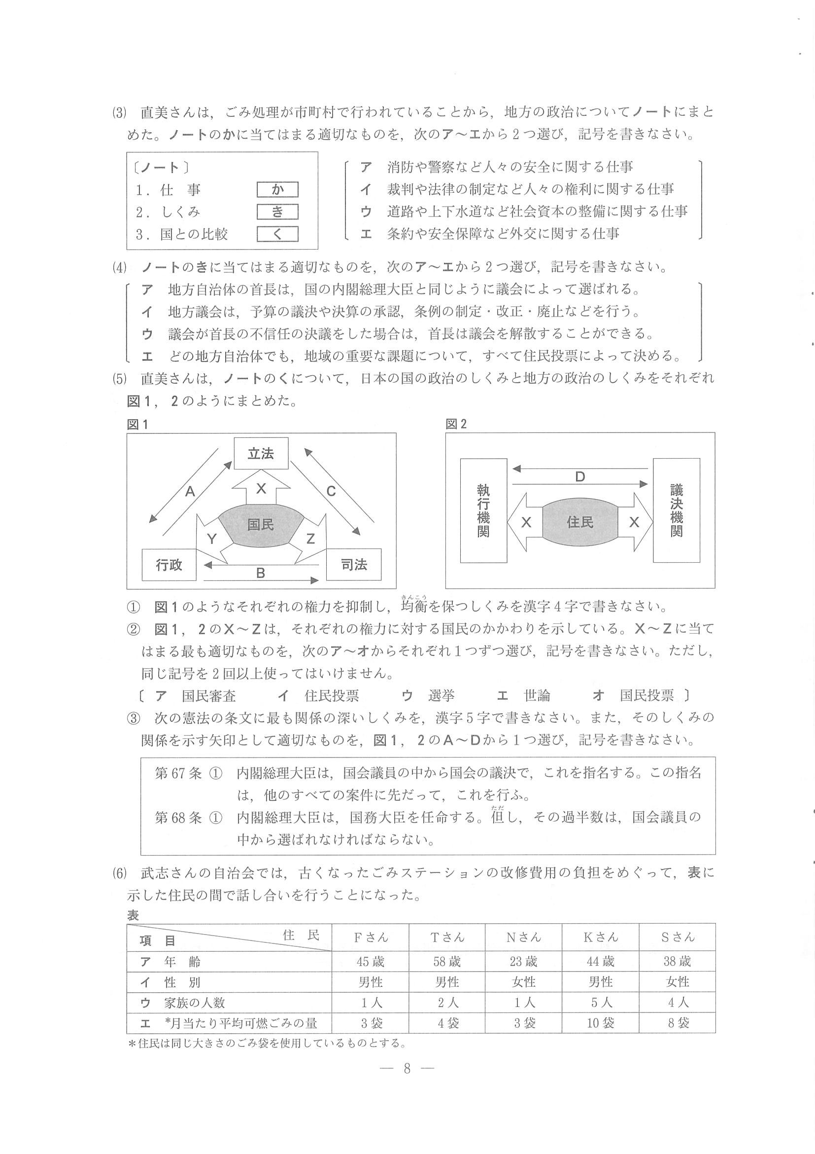 2014年度 長野県公立高校入試（社会・問題）7/8