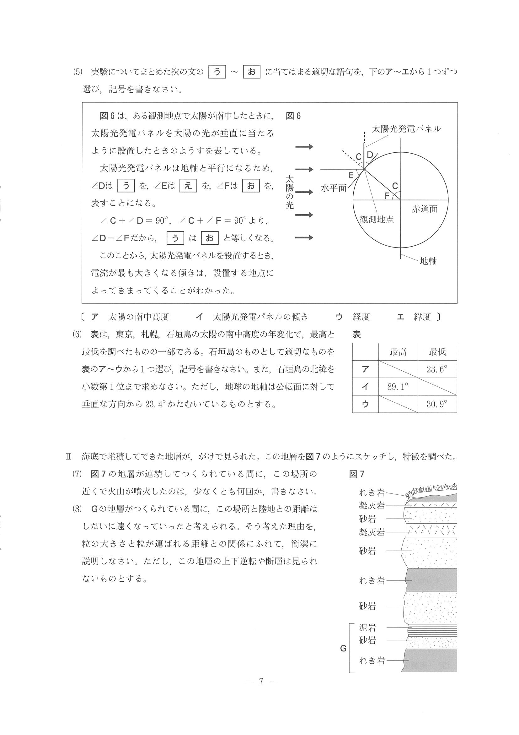 2016年度 長野県公立高校入試（理科・問題）6/8