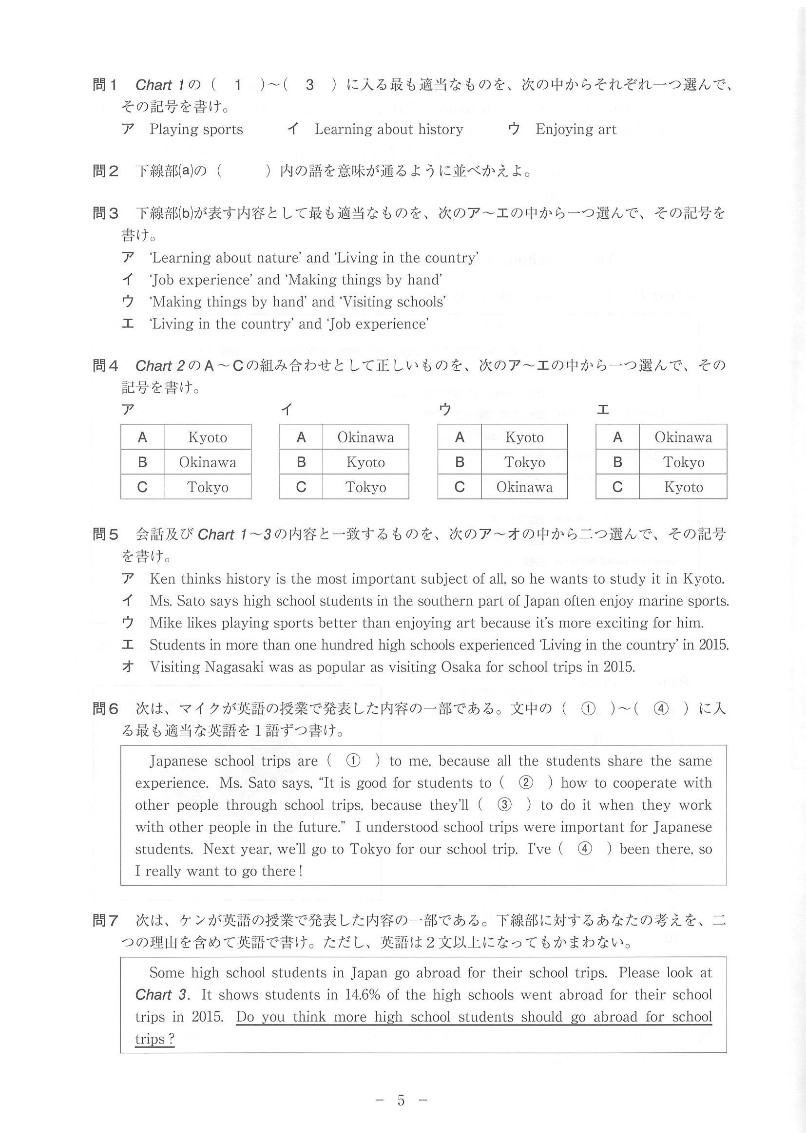 2018年度 長崎県公立高校入試（標準問題 英語B・問題）6/9