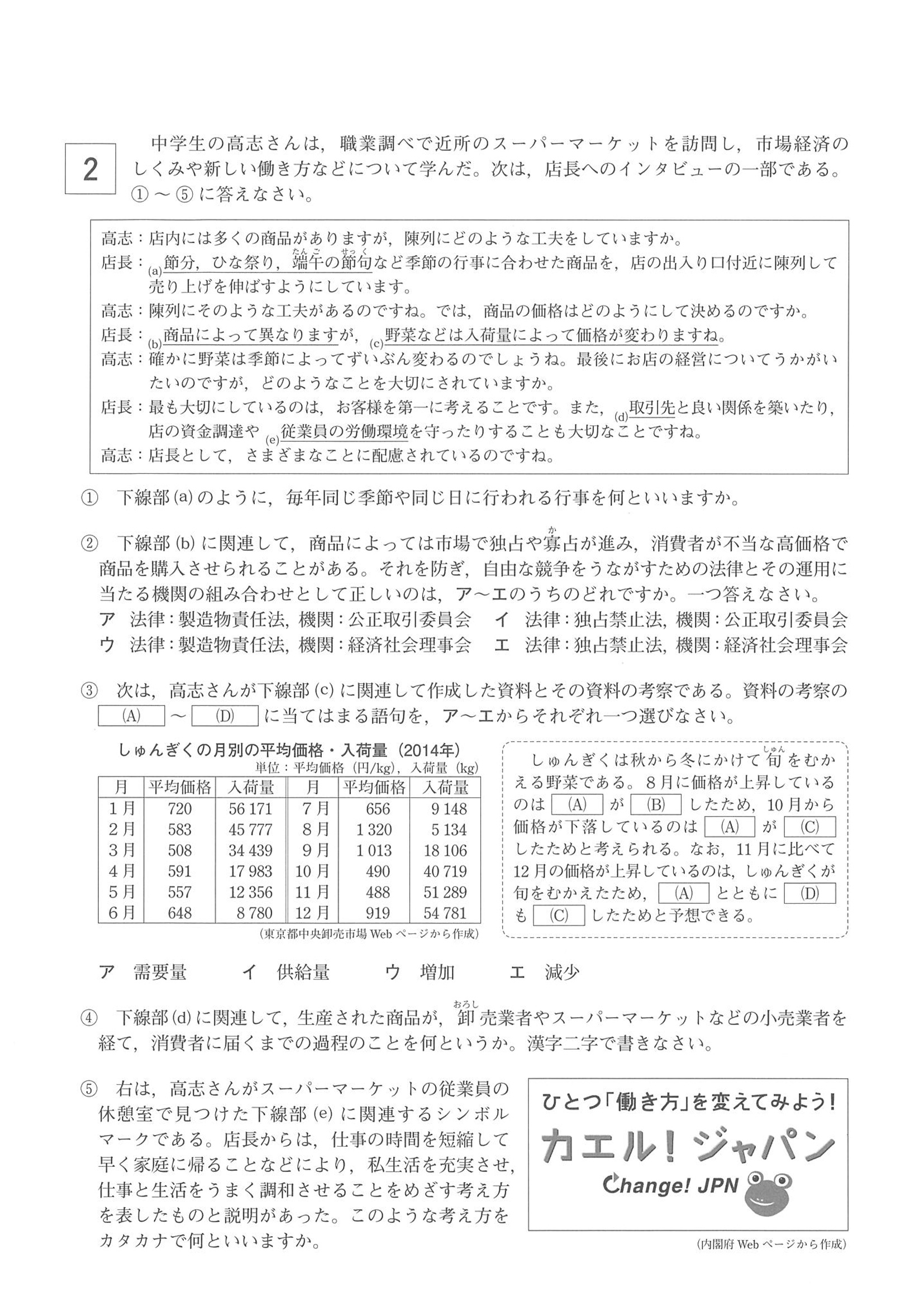 2016年度 岡山県公立高校入試（社会 第1期・問題）2/6
