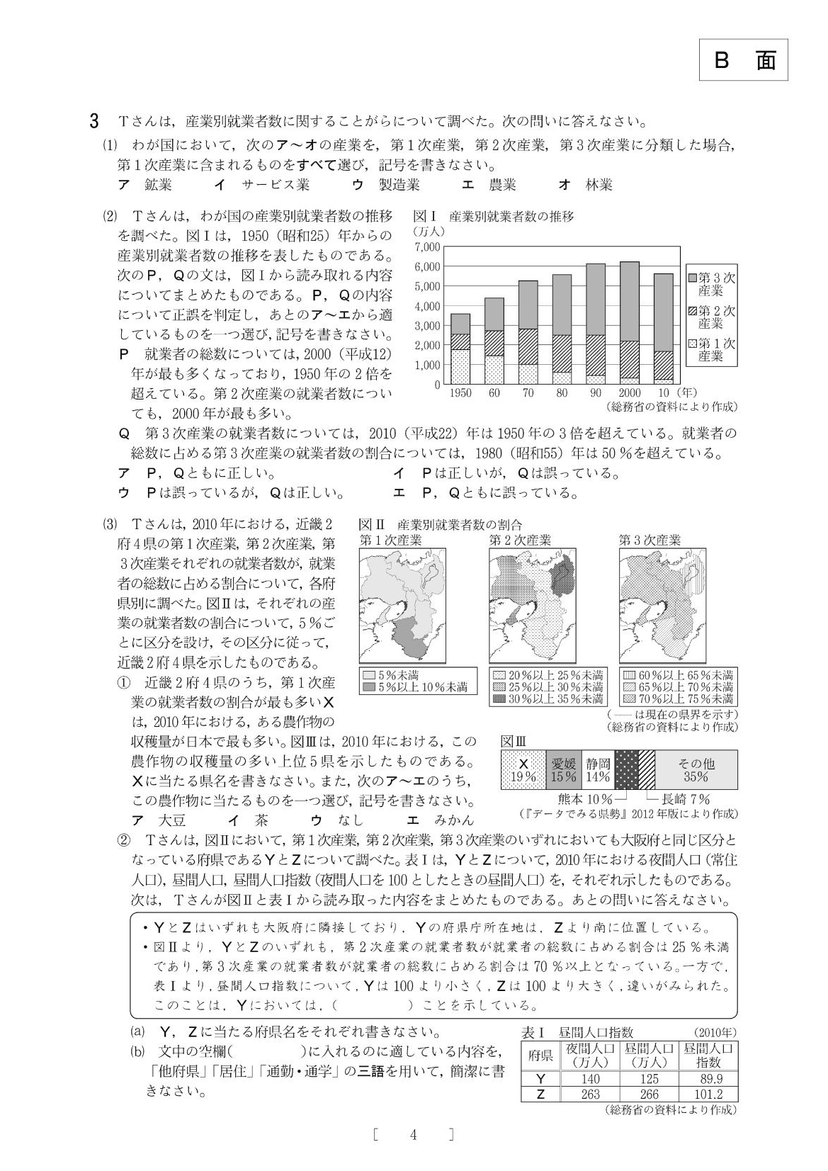 2014年度 大阪府公立高校 社会 後期 問題